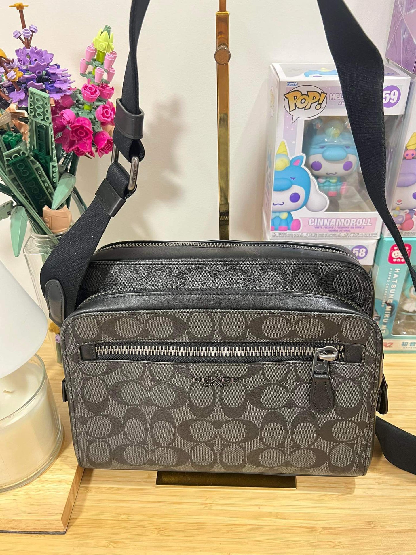 AUTHENTIC/ORIGINAL Preloved Coach West Camera Bag In Signature Canvas Men's Bag Black