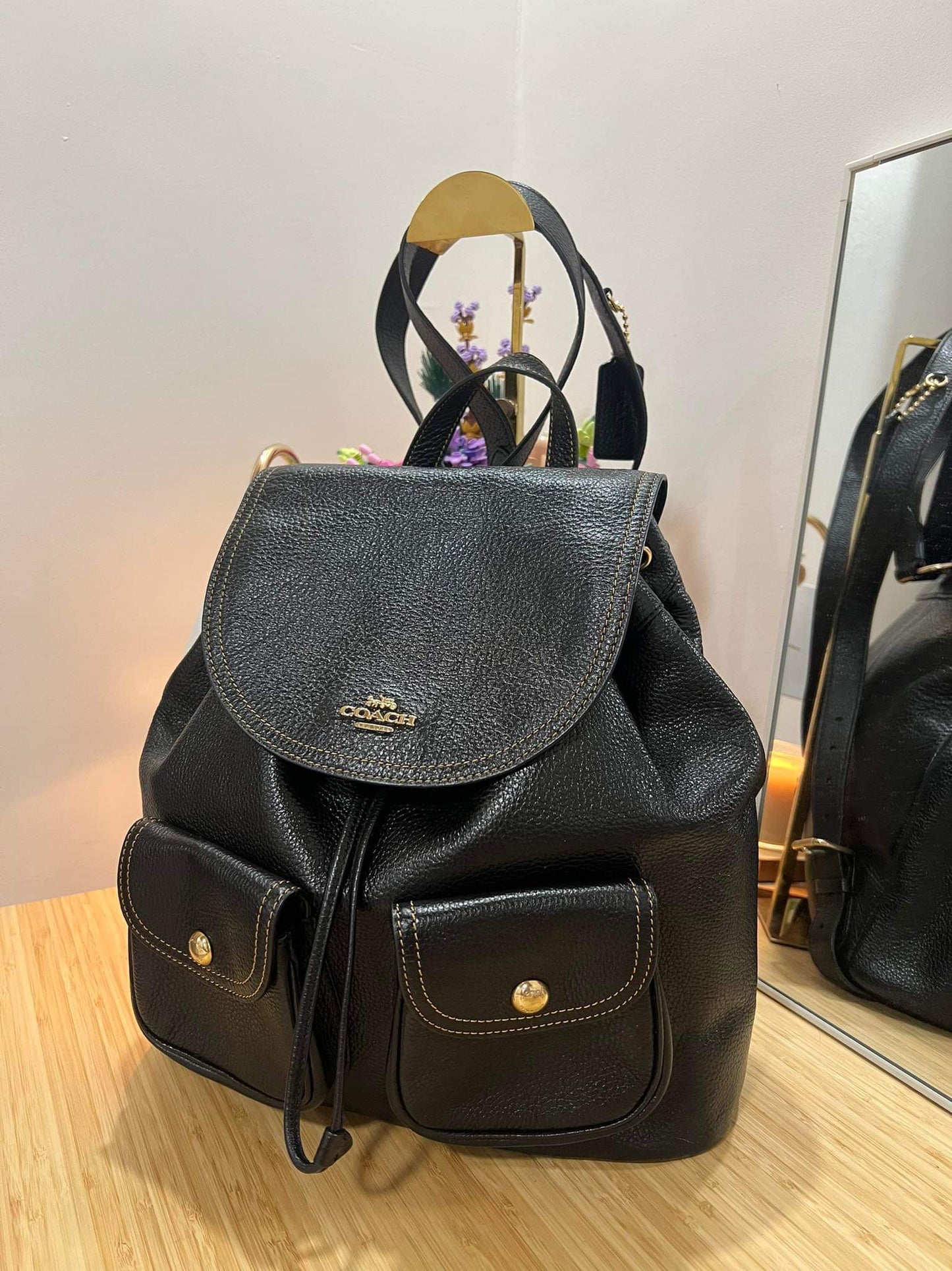AUTHENTIC/ORIGINAL Preloved Coach Pennie Backpack Black Bag