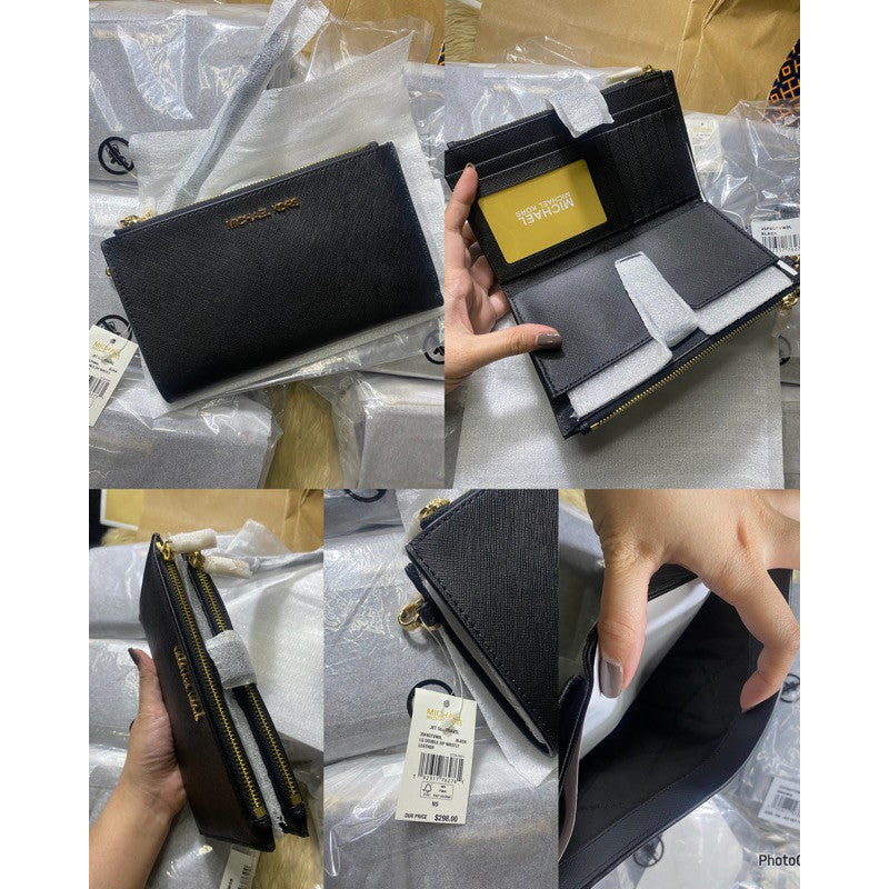 AUTHENTIC/ORIGINAL Michael K0rs MK Jet Set Travel Large Double Zip Wristlet Wallet