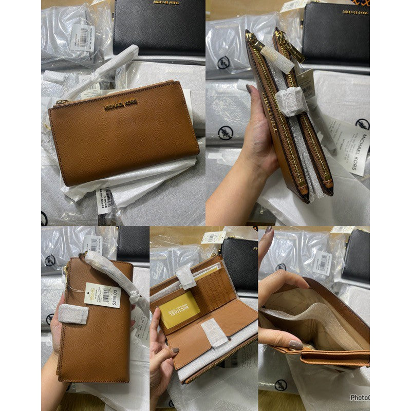 AUTHENTIC/ORIGINAL Michael K0rs MK Jet Set Travel Large Double Zip Wristlet Wallet