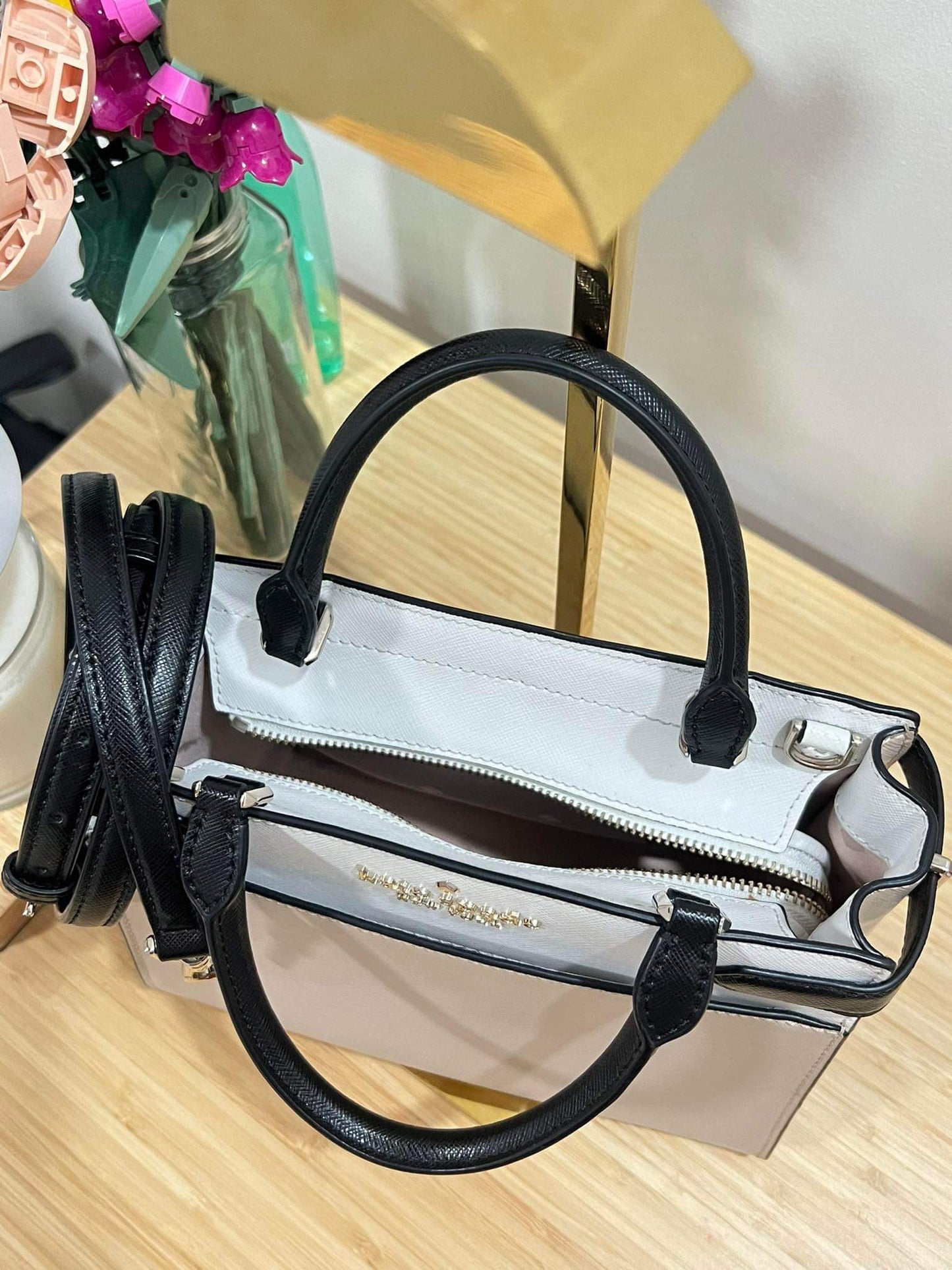 AUTHENTIC/ORIGINAL Preloved KateSpade KS Staci Colorblock Small Satchel Beige Bag