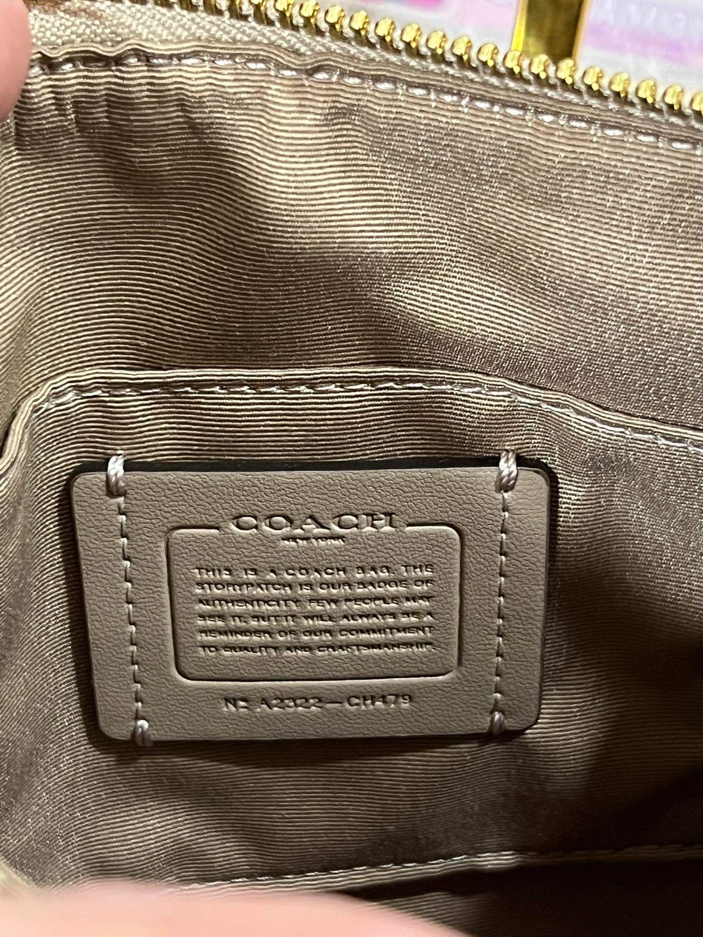 AUTHENTIC/ORIGINAL Preloved Coach Mini Rowan File Bag In Signature Canvas With Ditsy Print