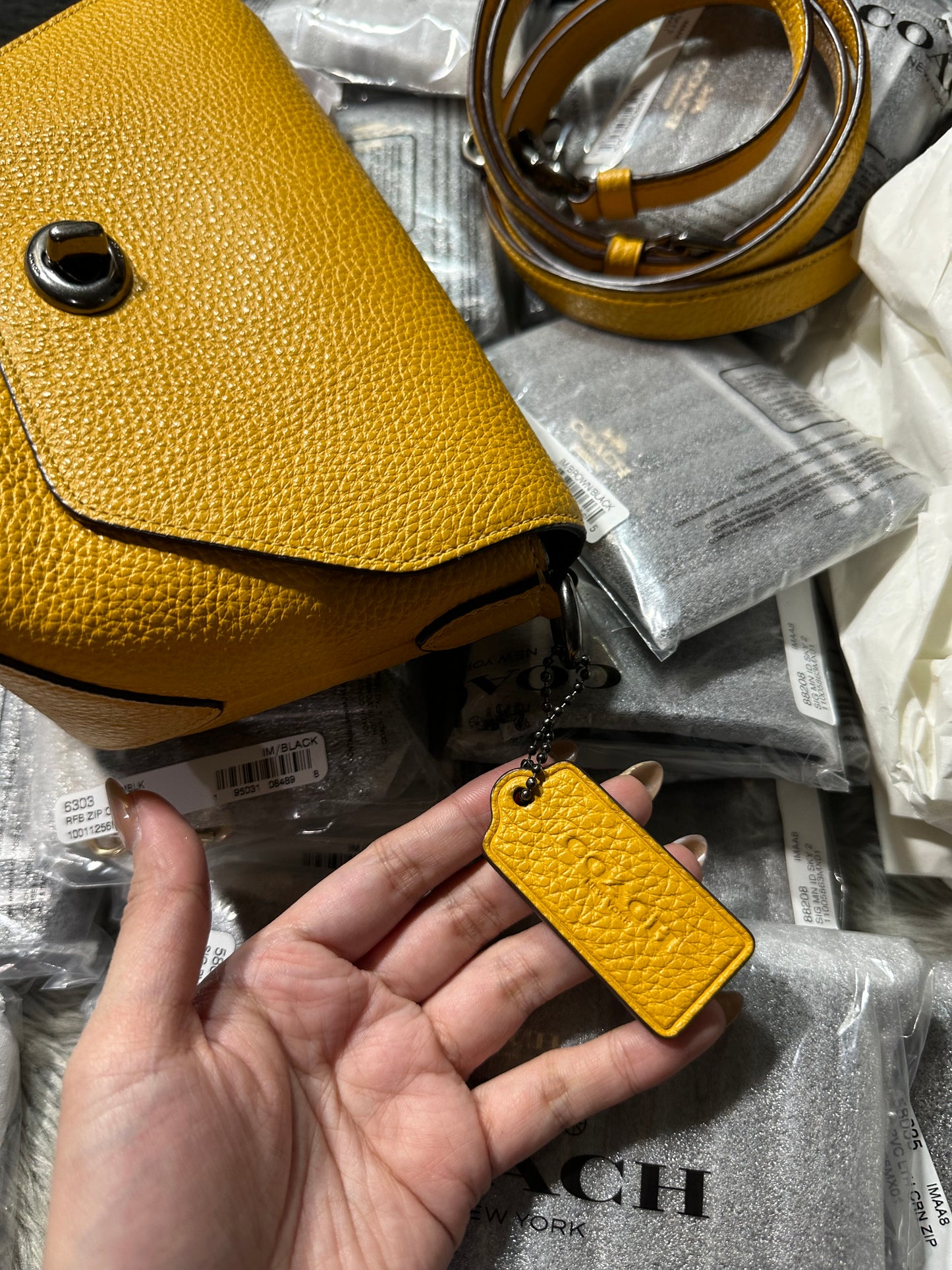 AUTHENTIC/ORIGINAL Preloved Coach Karlee Yellow Crossbody Bag