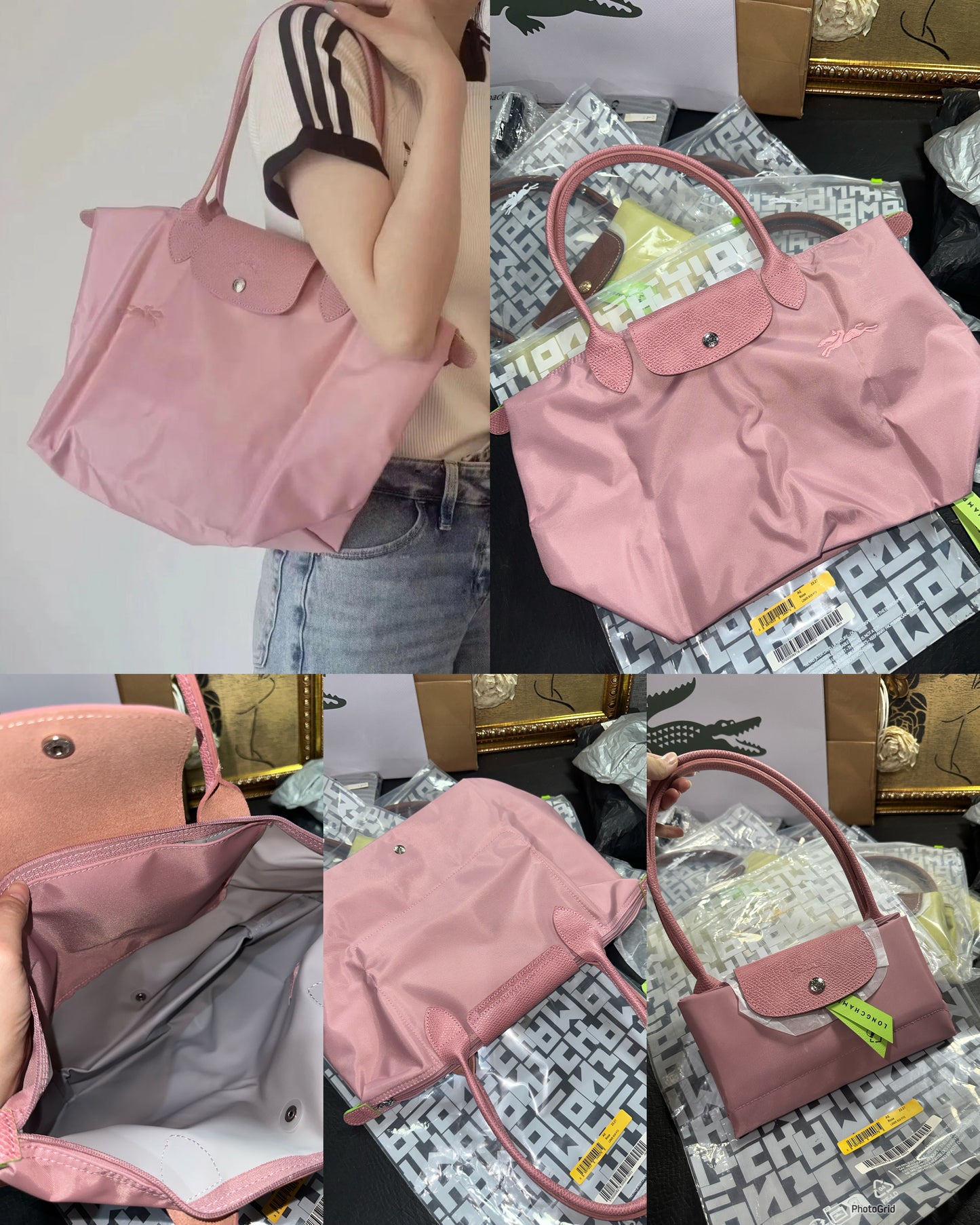 ORIG & IMPORTED Longchamp LC Le Pliage Medium Long Handle Nylon Tote Bag