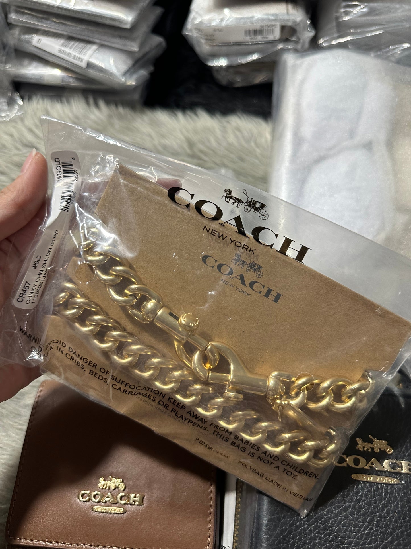 AUTHENTIC/ORIGINAL Coach Chunky Chain Shoulder Bag Strap - Gold