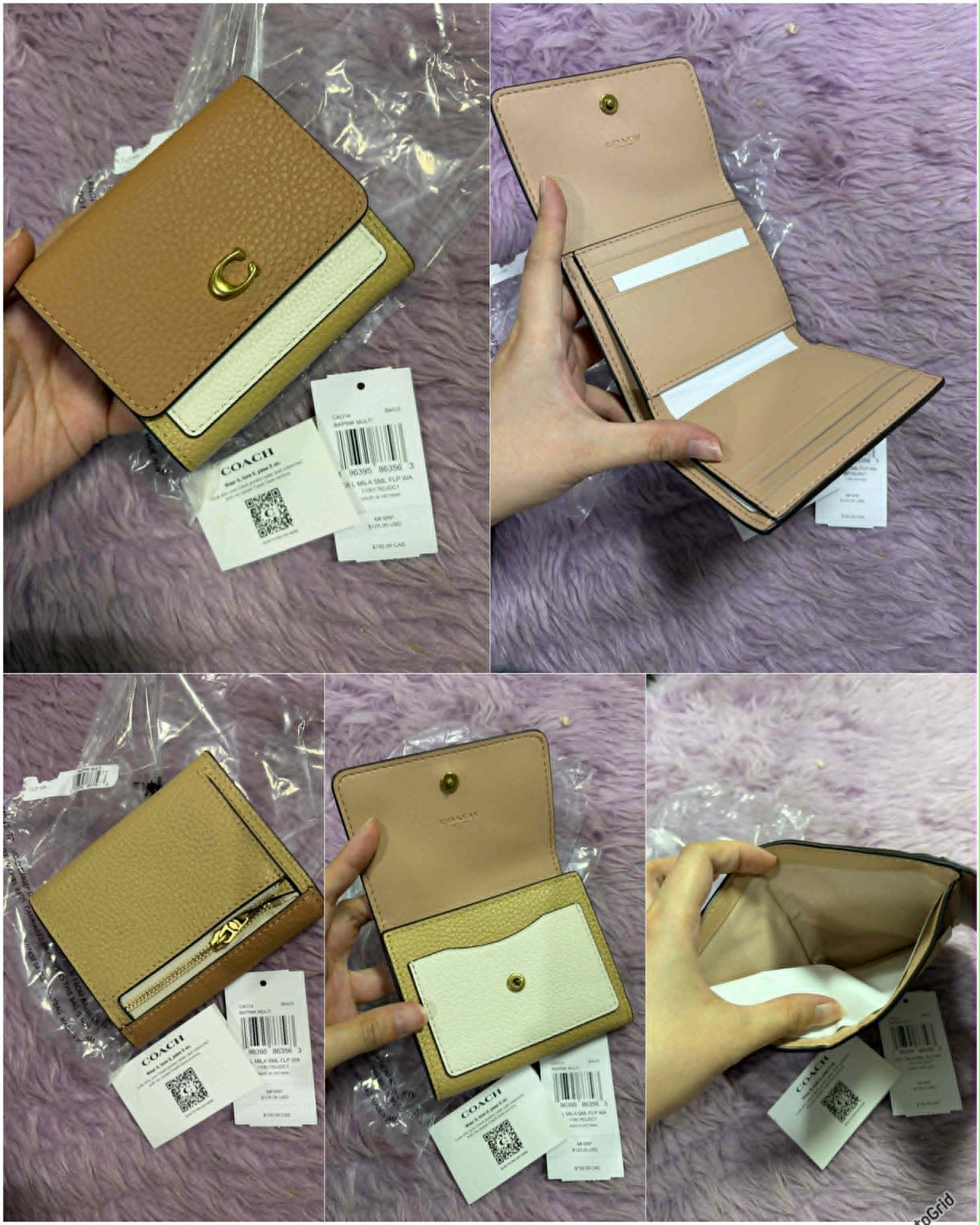 ORIG & IMPORTED CCH Retail Mila Small Flap Trifold Black/Beige/Taupe/Brown Wallet