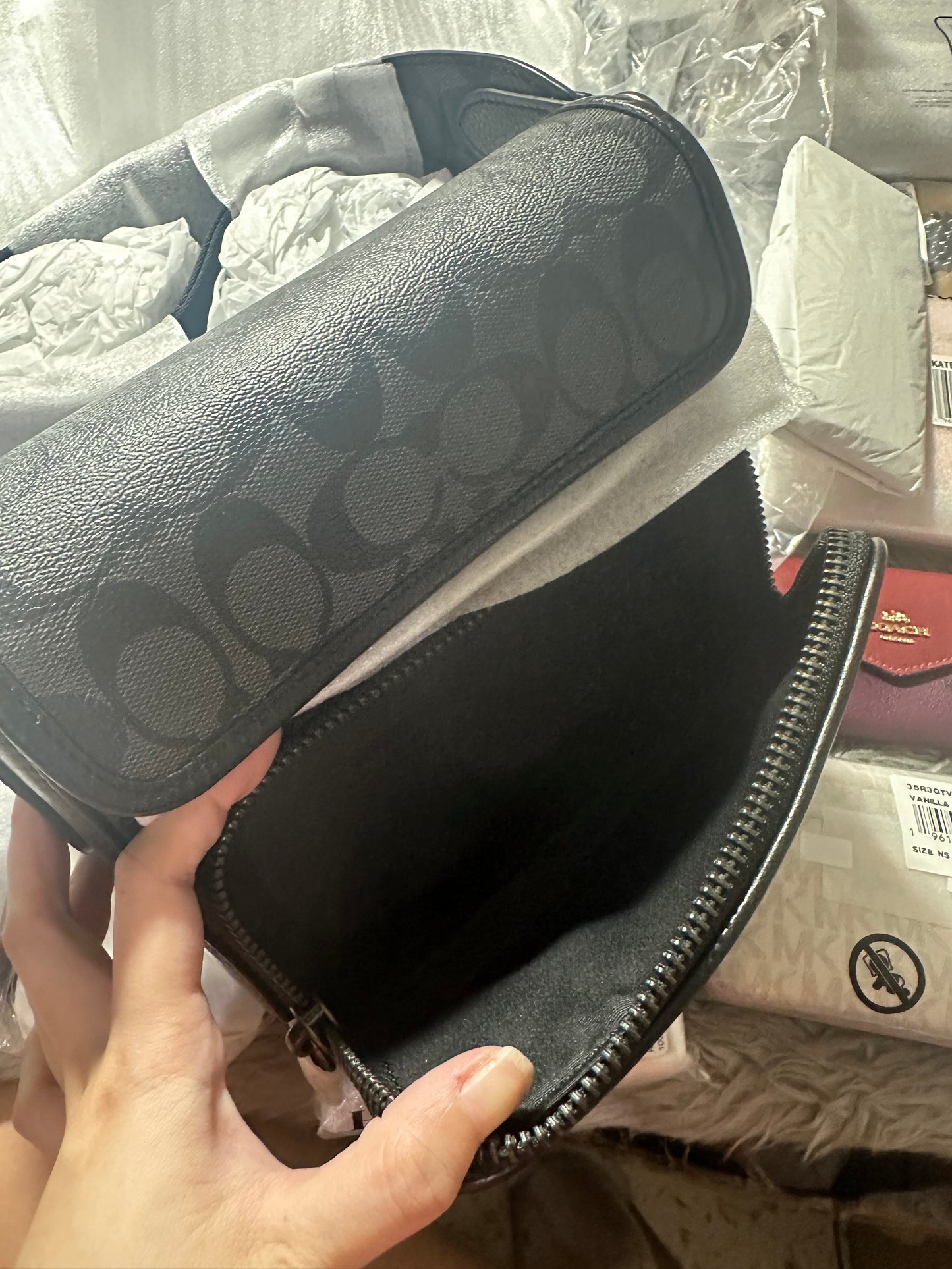 AUTHENTIC/ORIGINAL Coach Sullivan Flap Crossbody Men's Bag In Signature Canvas in Charcoal Black