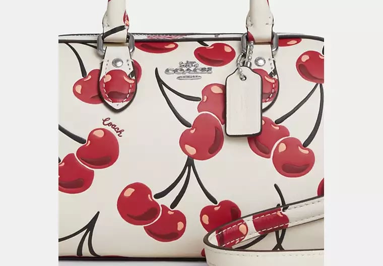 AUTHENTIC/ORIGINAL COACH Mini Rowan Crossbody Bag With Cherry Print