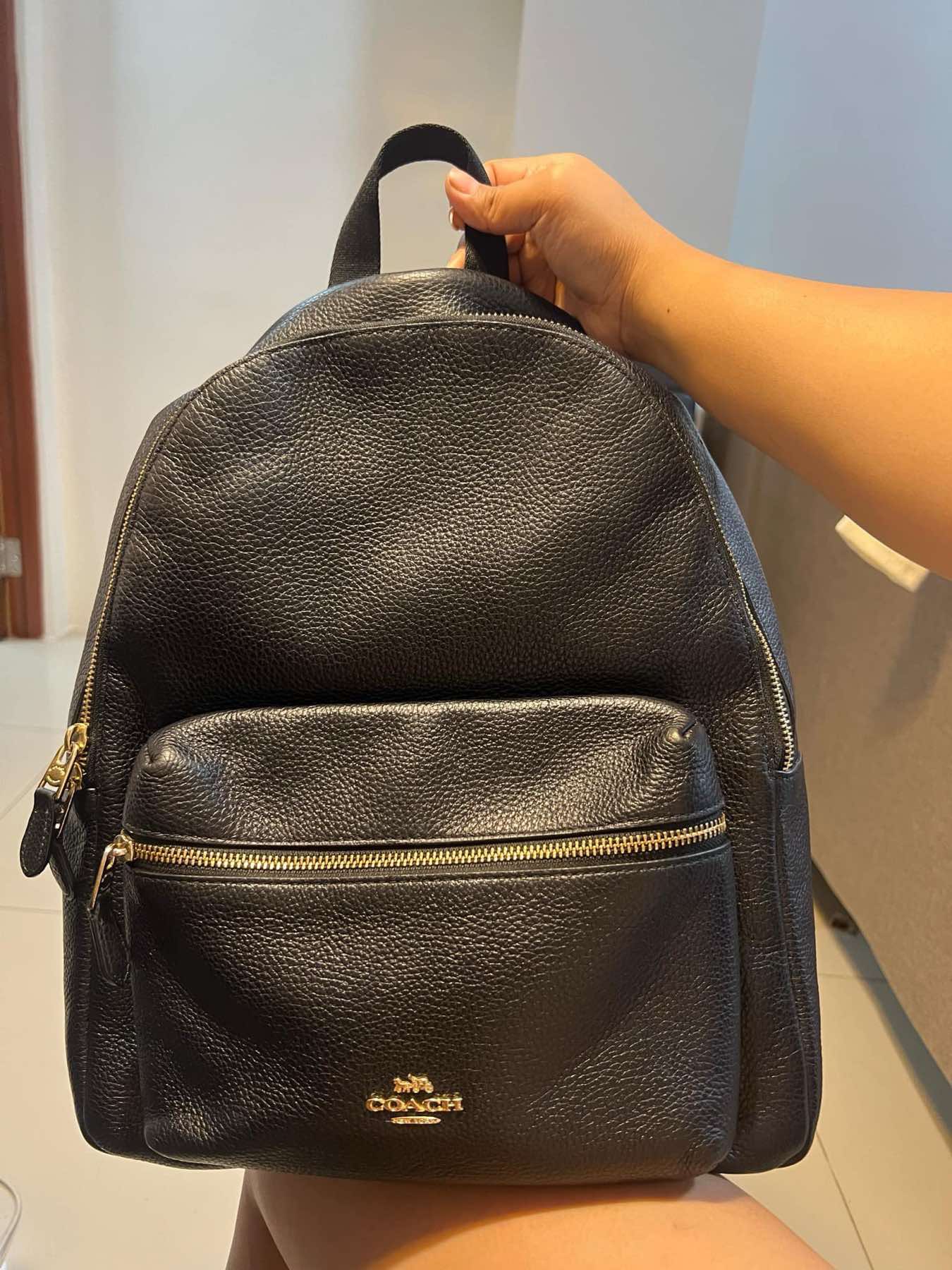 AUTHENTIC/ORIGINAL Preloved Coach Charlie Large Black Backpack