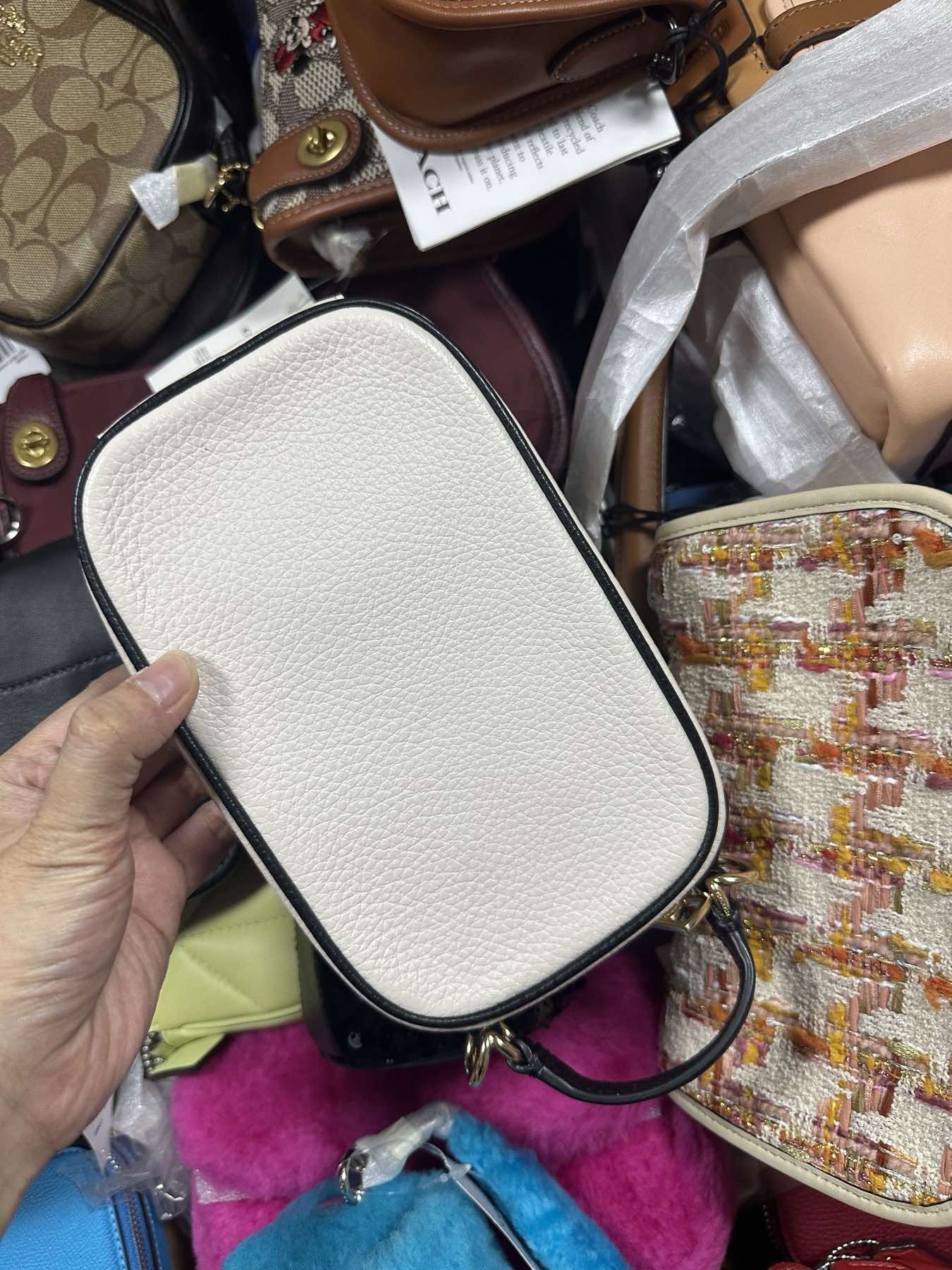 AUTHENTIC/ORIGINAL Coach Eva Phone Crossbody With Cruella Small White Bag