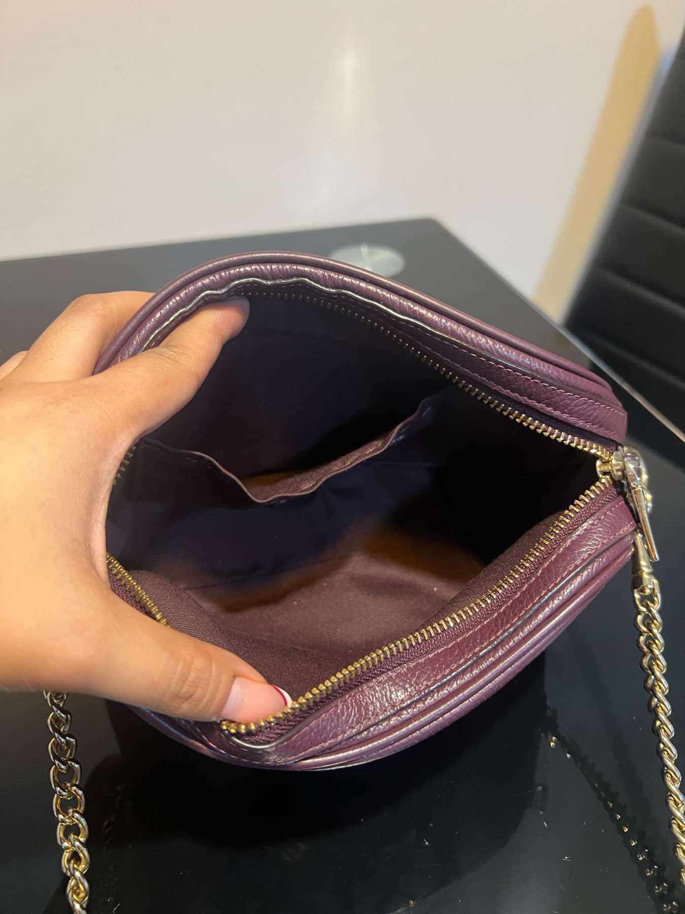 AUTHENTIC/ORIGINAL Preloved Coach Isla Chain Small Crossbody Maroon Plum Bag