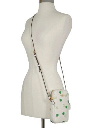 AUTHENTIC/ORIGINAL Preloved Coach North/South Zip Crossbody Phone Bag White