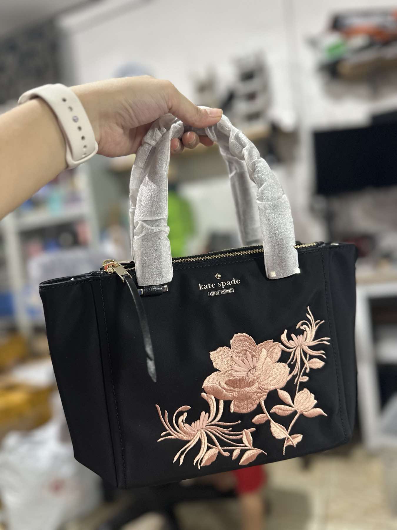 AUTHENTIC/ORIGINAL KateSpade KS Retail Dawn Place Embroidered Mini Kona Nylon Satchel Black Bag