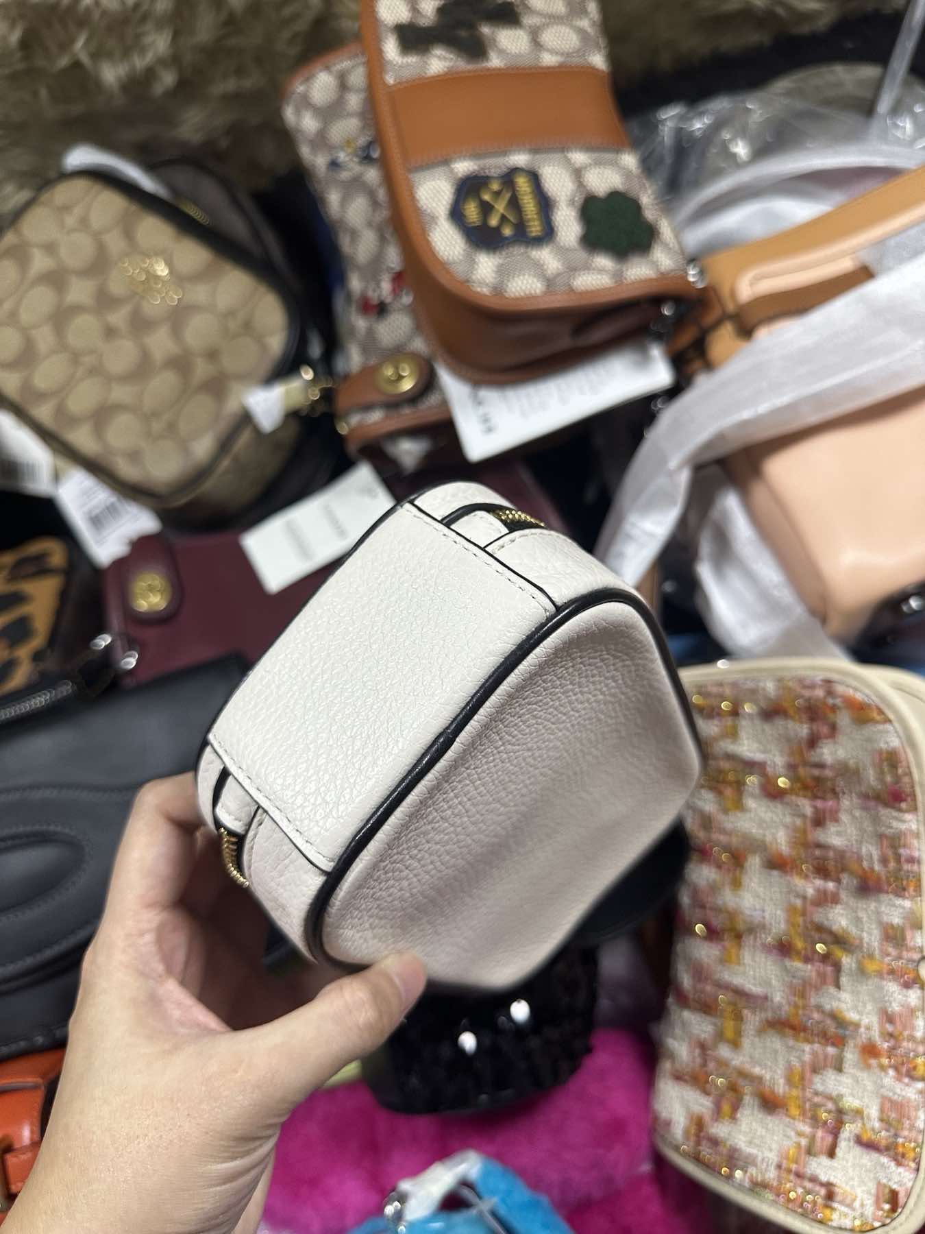 AUTHENTIC/ORIGINAL Coach Eva Phone Crossbody With Cruella Small White Bag