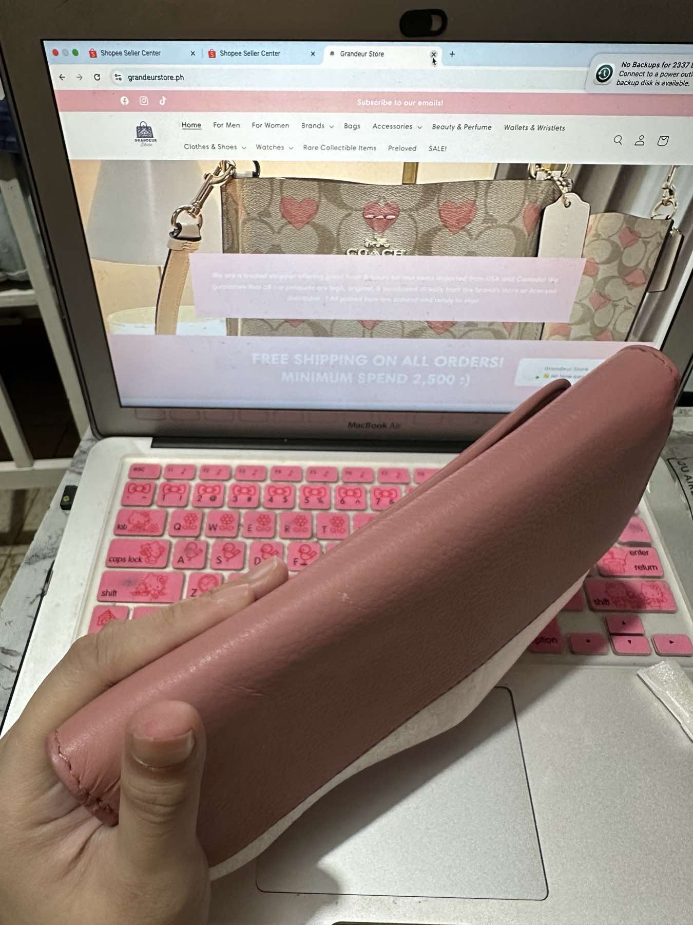 AUTHENTIC/ORIGINAL Tory Burch Pink Leather Britten Duo Continental Long Phone Wallet