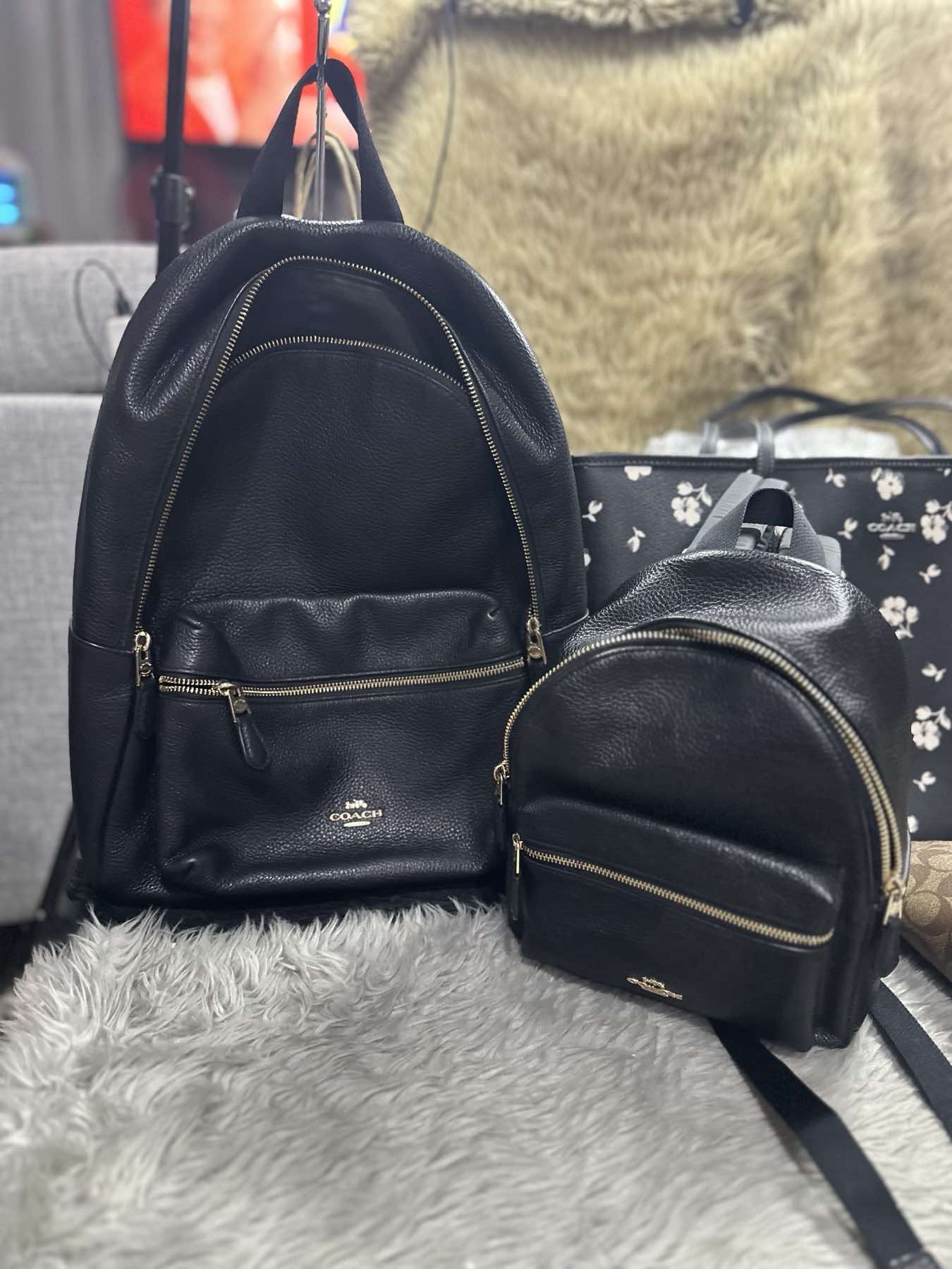 AUTHENTIC/ORIGINAL Preloved Coach RARE Mini Charlie Backpack Black Bag