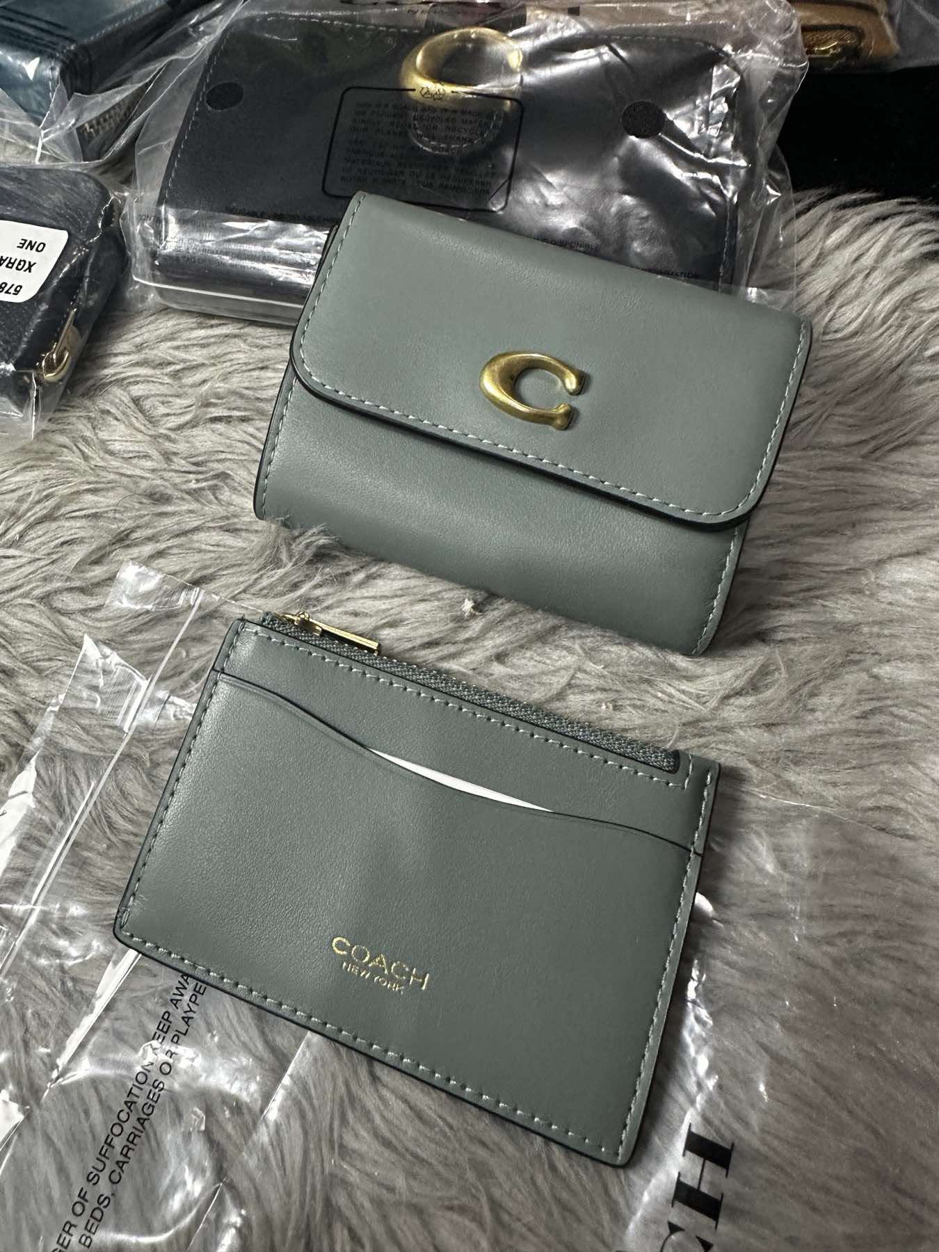 AUTHENTIC/ORIGINAL Coach Retail Essential Card Holder 2 in 1 Small Wallet Blue Green