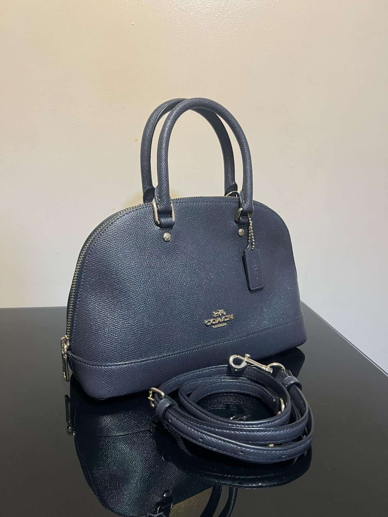 AUTHENTIC/ORIGINAL Preloved Coach RARE Mini Sierra Satchel Glitter Blue Bag