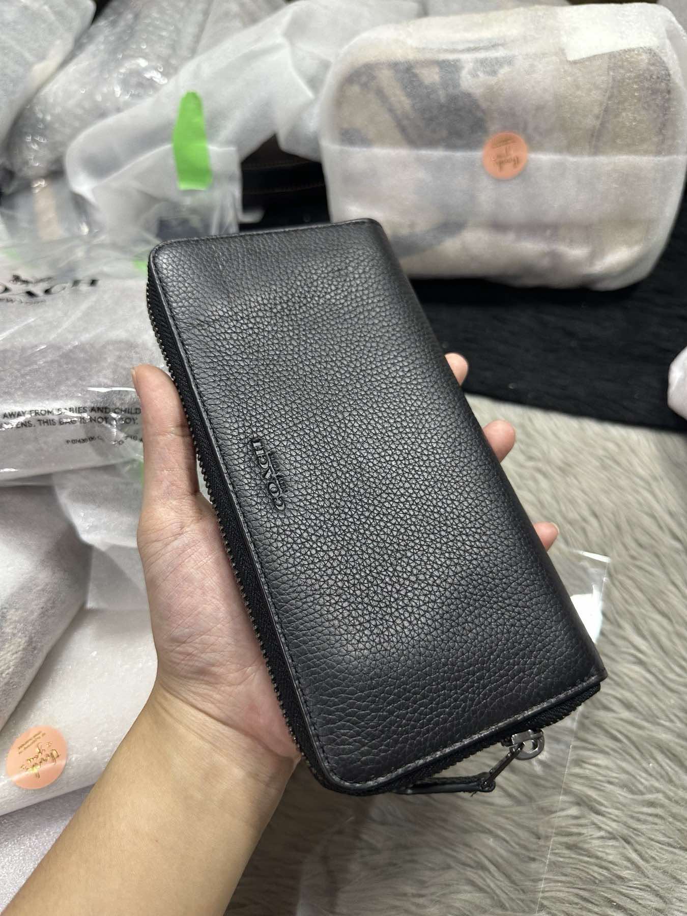 AUTHENTIC/ORIGINAL Coach Retail Accordion Long Men's Black Wallet