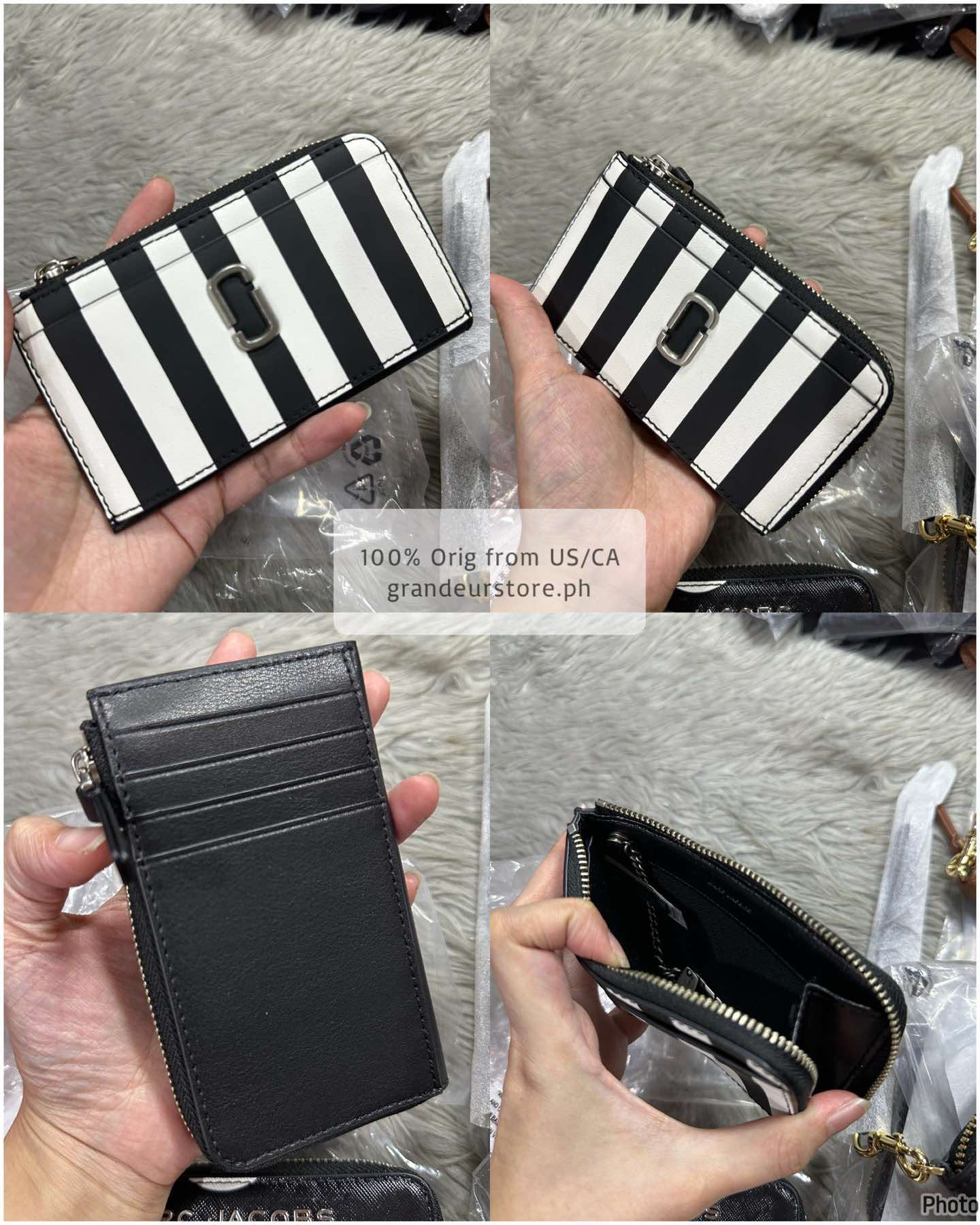 AUTHENTIC/ORIGINAL MJ The Top Zip Multi Slim Card Wallet Black/Pink