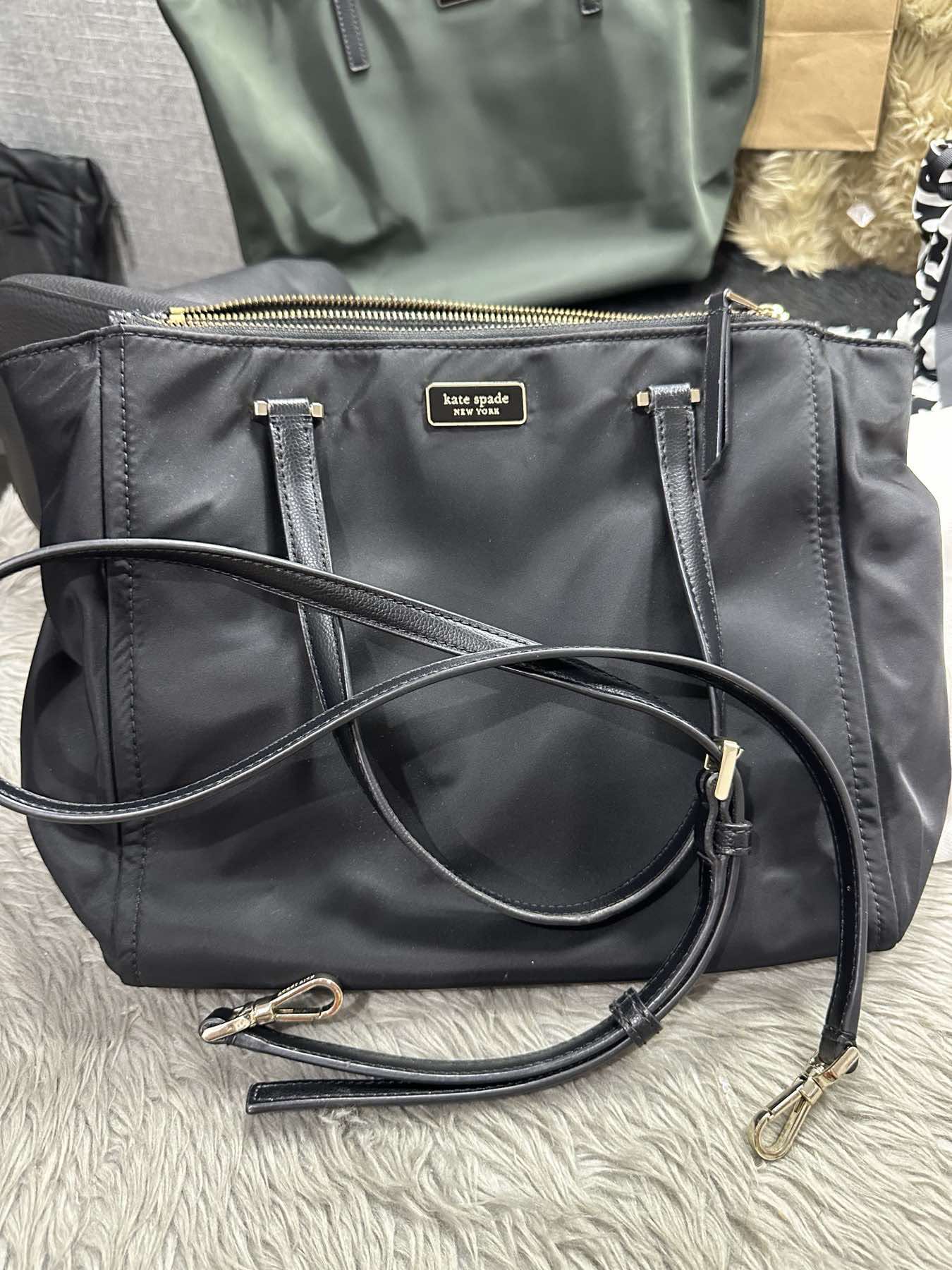 AUTHENTIC/ORIGINAL Preloved Kate Spade KS Dawn Medium Satchel Double zip Nylon Bag Black