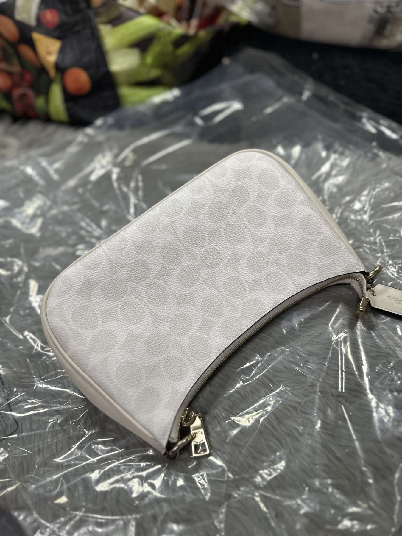 AUTHENTIC/ORIGINAL Coach Teri Shoulder Bag In Signature Canvas Glacier White