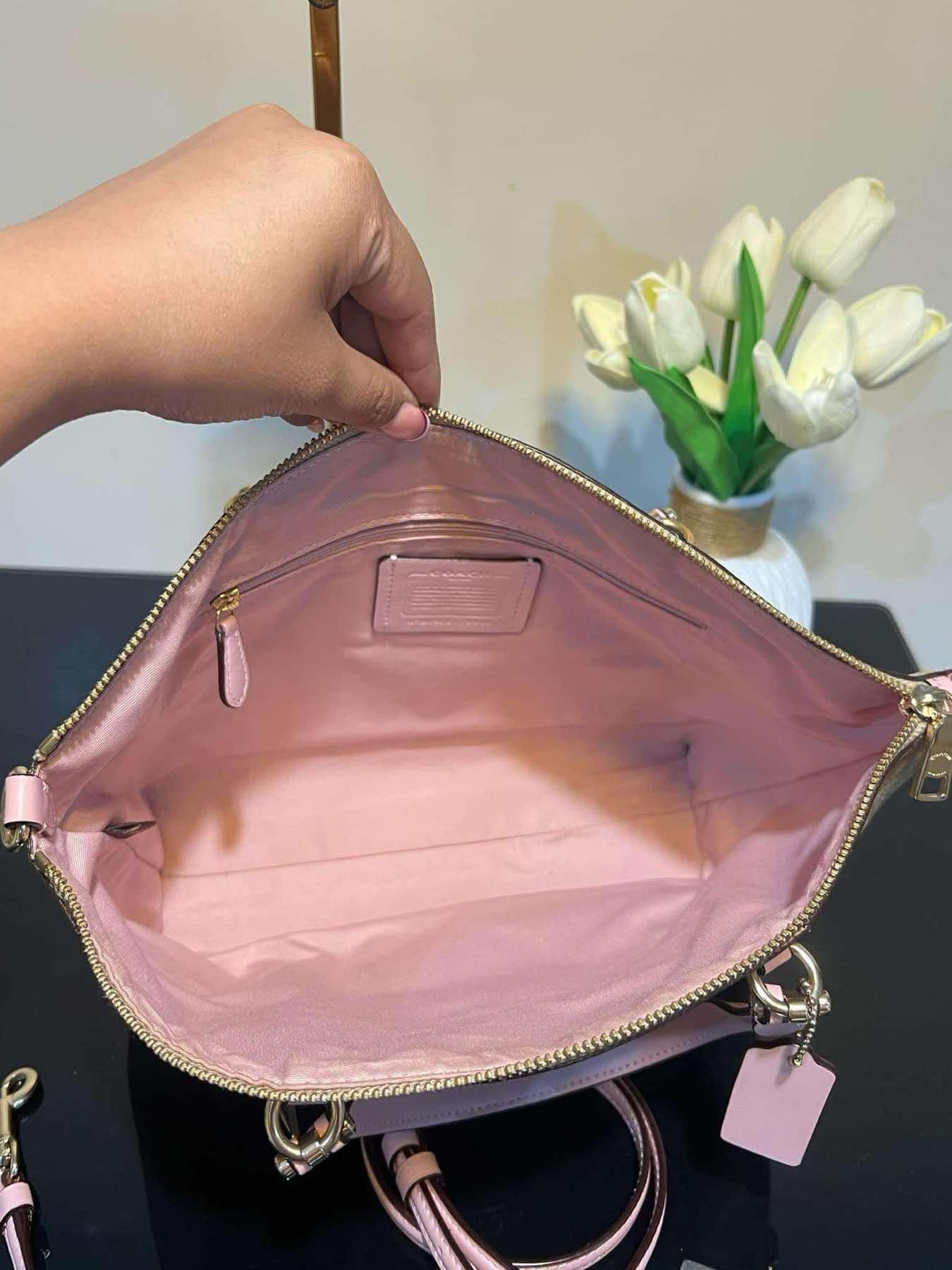 AUTHENTIC/ORIGINAL Preloved Coach Prairie Satchel Bag In Light Khaki/Pink