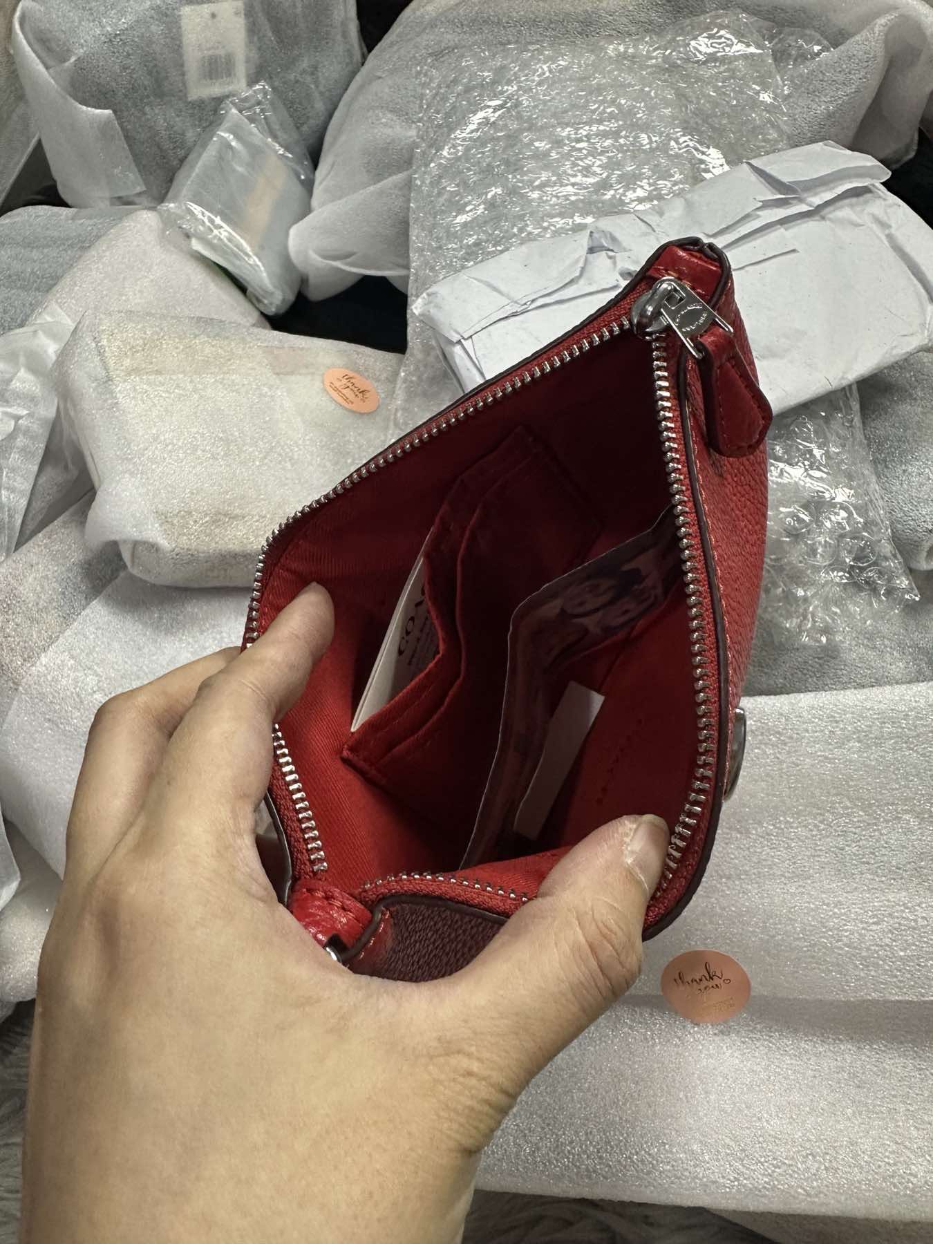 AUTHENTIC/ORIGINAL Coach Medium Red Wristlet