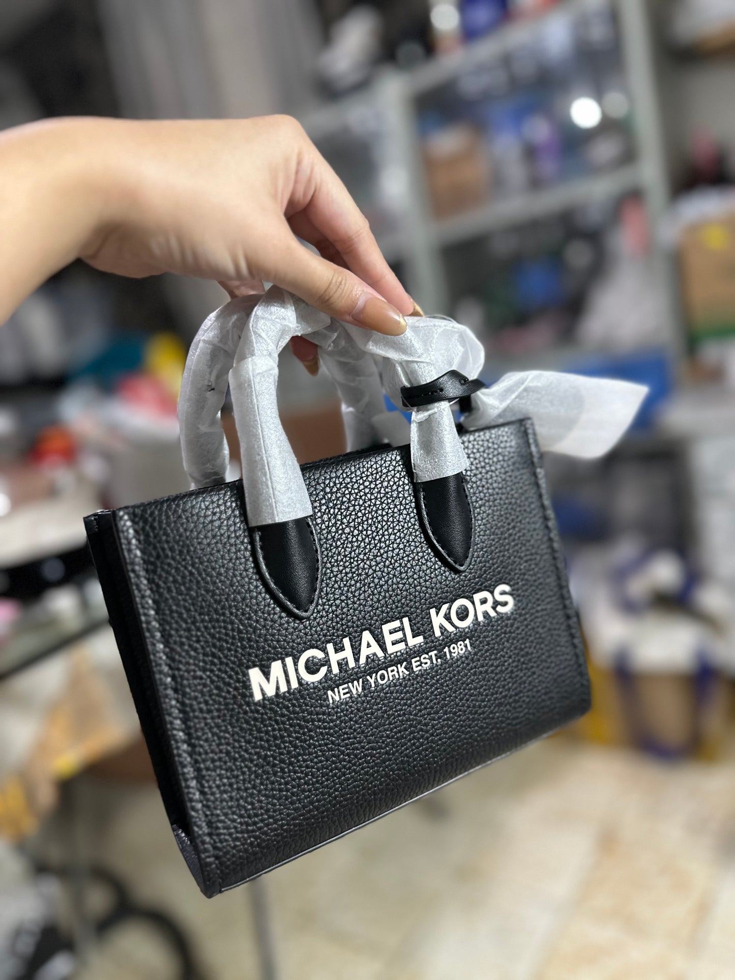 AUTHENTIC/ORIGINAL Michael Kors MK Mirella Small Shopper Tote Crossbody Leather Bag Black