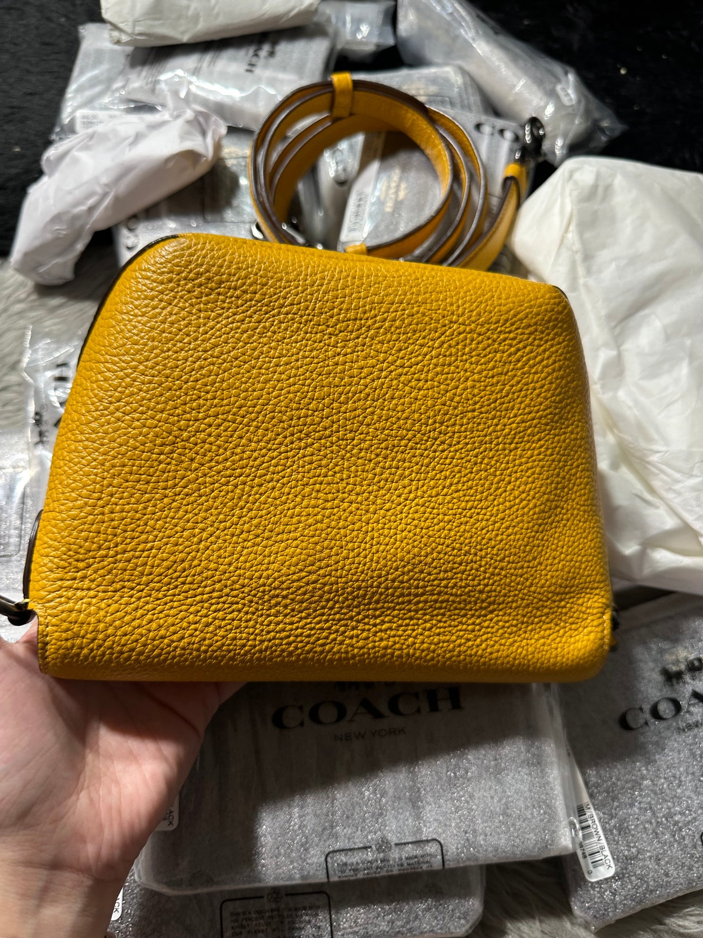AUTHENTIC/ORIGINAL Preloved Coach Karlee Yellow Crossbody Bag