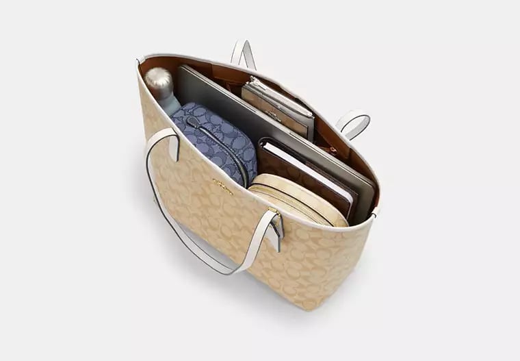 AUTHENTIC/ORIGINAL COACH City Tote Bag In Micro Signature Canva
