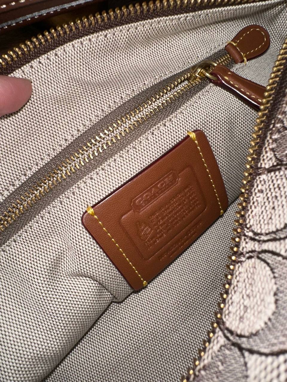 ORIG Preloved COACH RARE Retail Demi Bag In Signature Jacquard Brown Bag