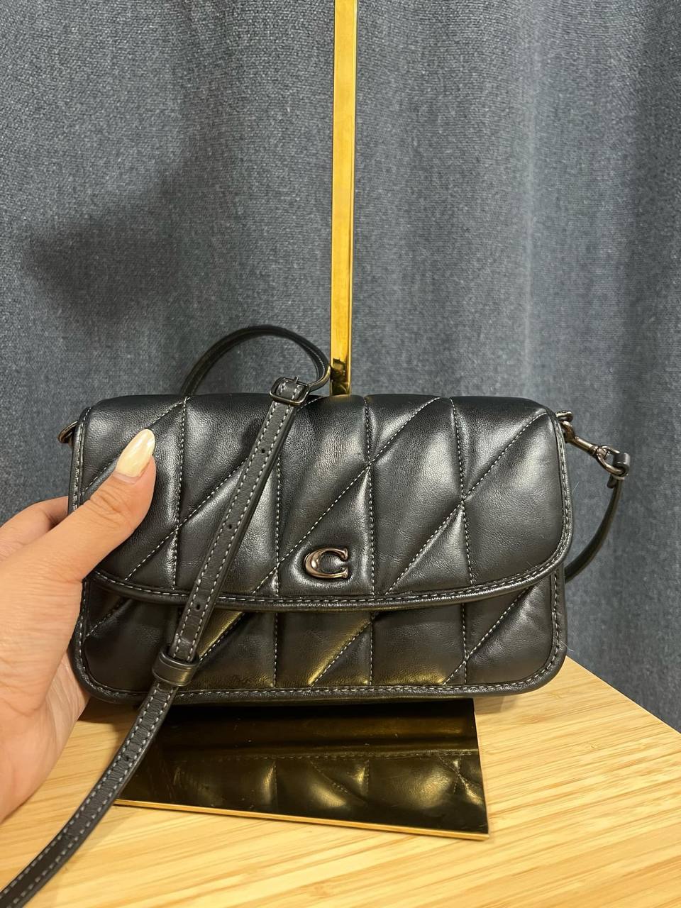 ORIG Preloved COACH Retail Hayden Crossbody With Quilting Black Bag