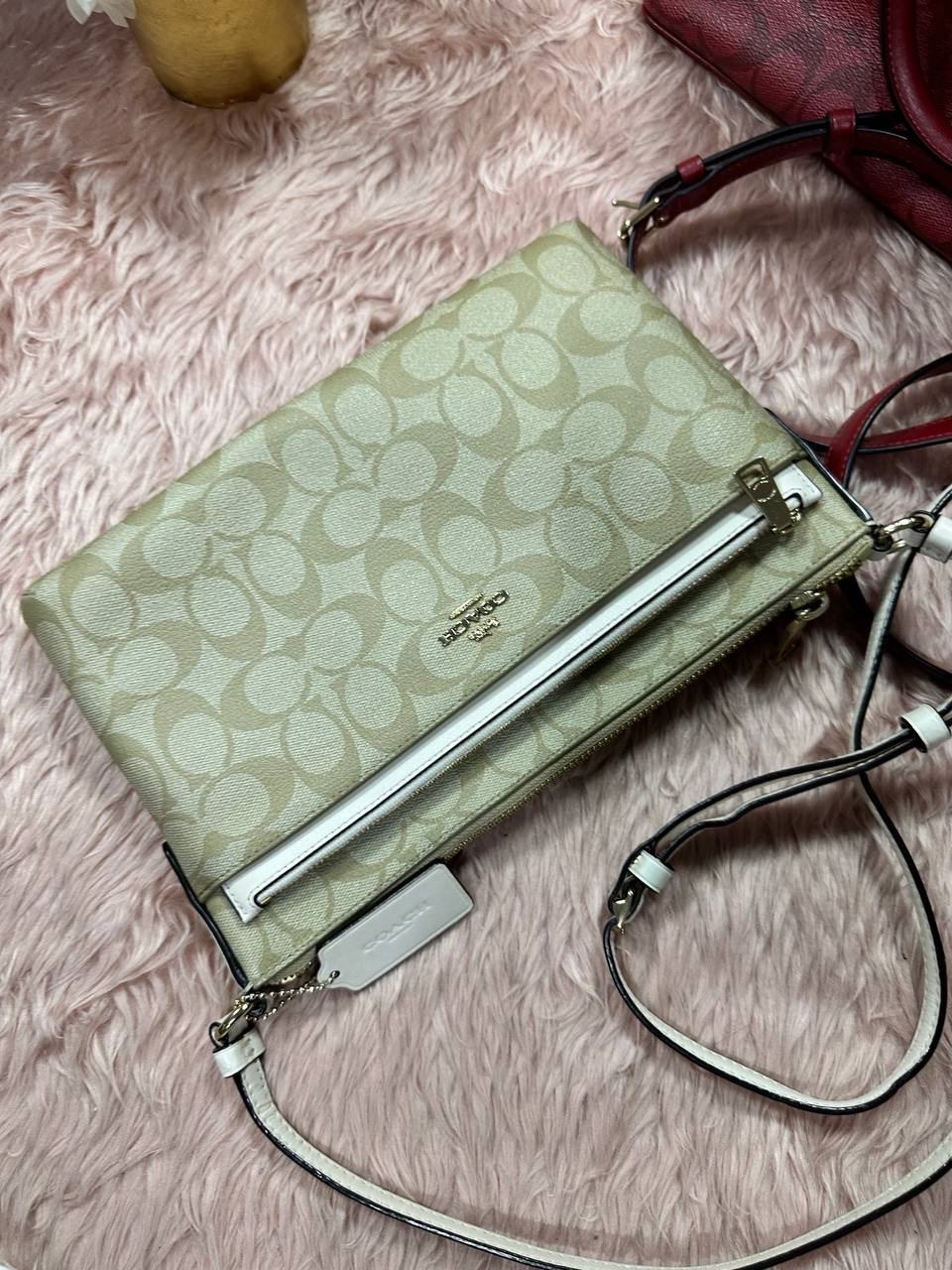 ORIG Preloved COACH POP Crossbody East/West Crossbody Light Khaki Bag with Pouch