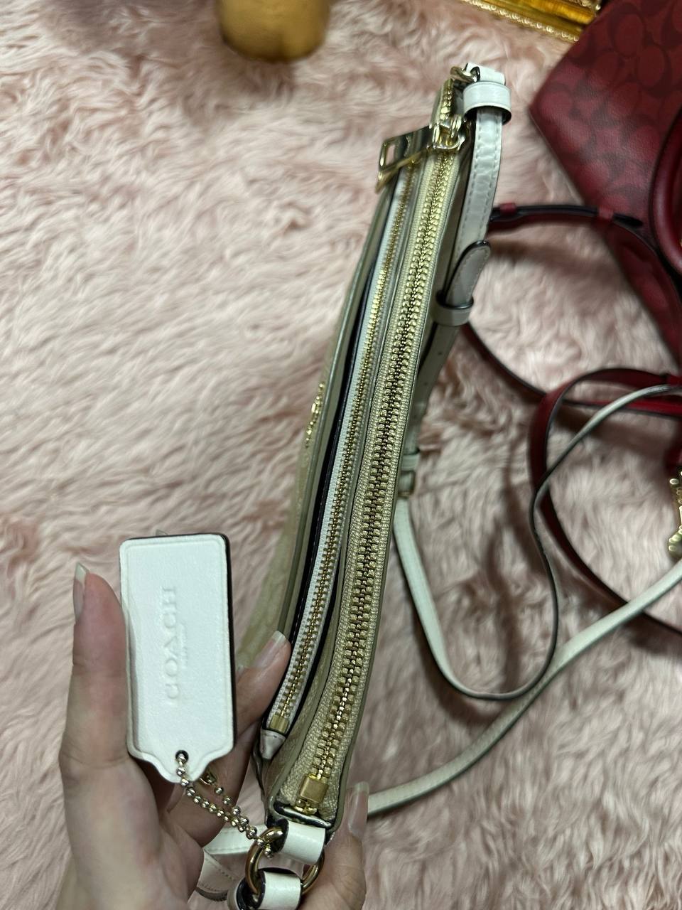 ORIG Preloved COACH POP Crossbody East/West Crossbody Light Khaki Bag with Pouch