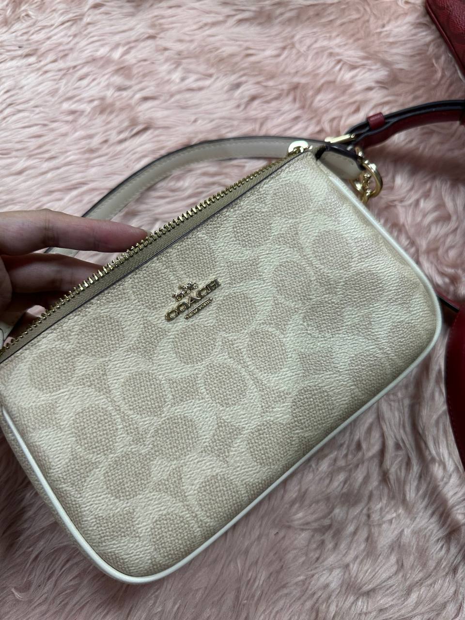 ORIG Preloved COACH Nolita 19 In Signature Canvas Small Sand/Chalk Bag
