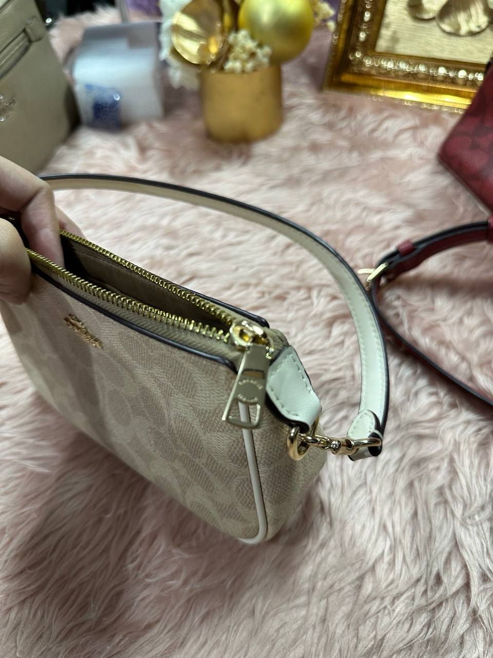ORIG Preloved COACH Nolita 19 In Signature Canvas Small Sand/Chalk Bag