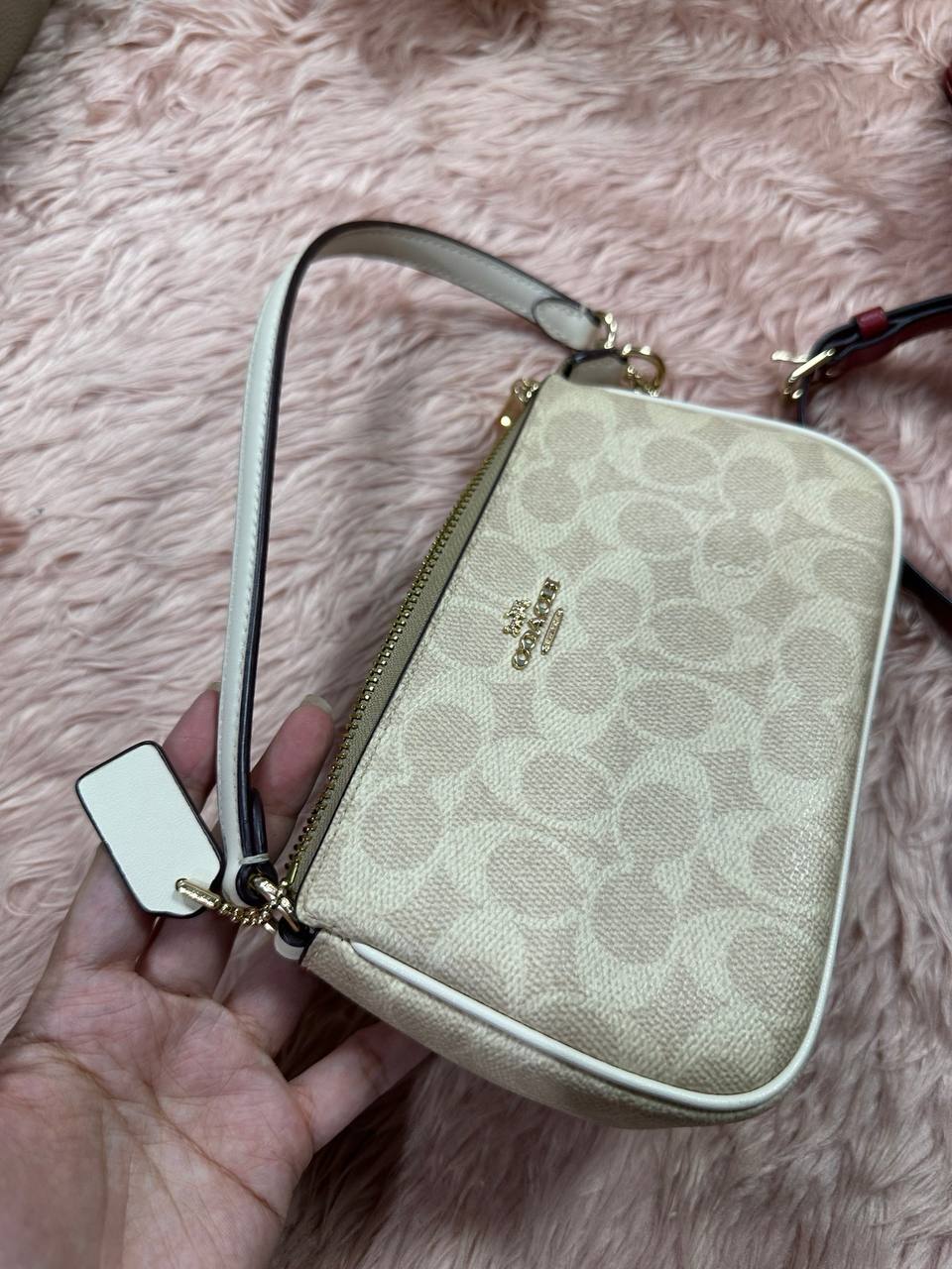 ORIG Preloved COACH Nolita 19 In Signature Canvas Small Sand/Chalk Bag