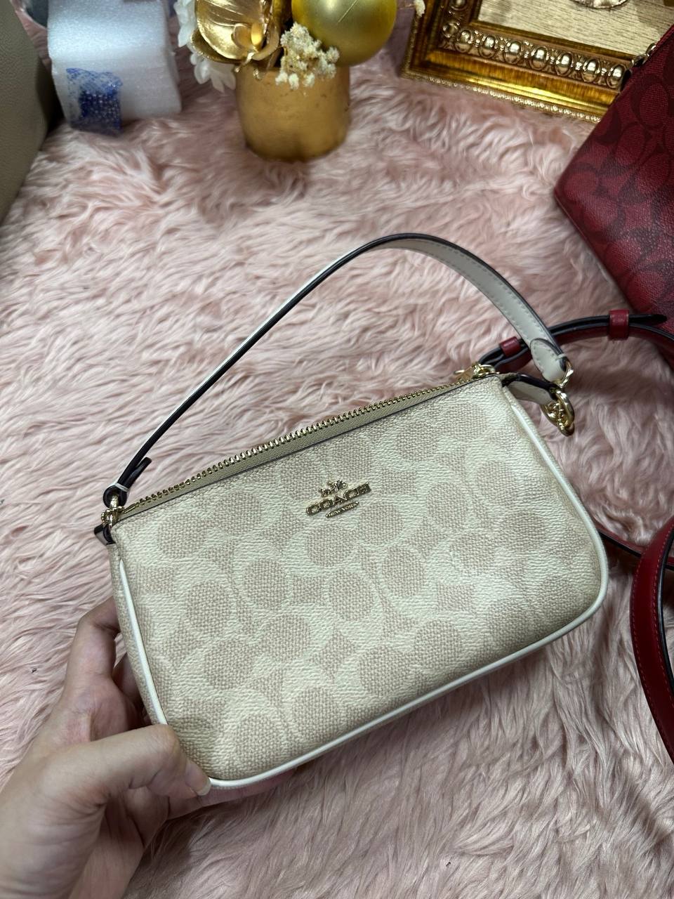 ORIG Preloved COACH Nolita 19 In Signature Canvas Small Sand/Chalk Bag