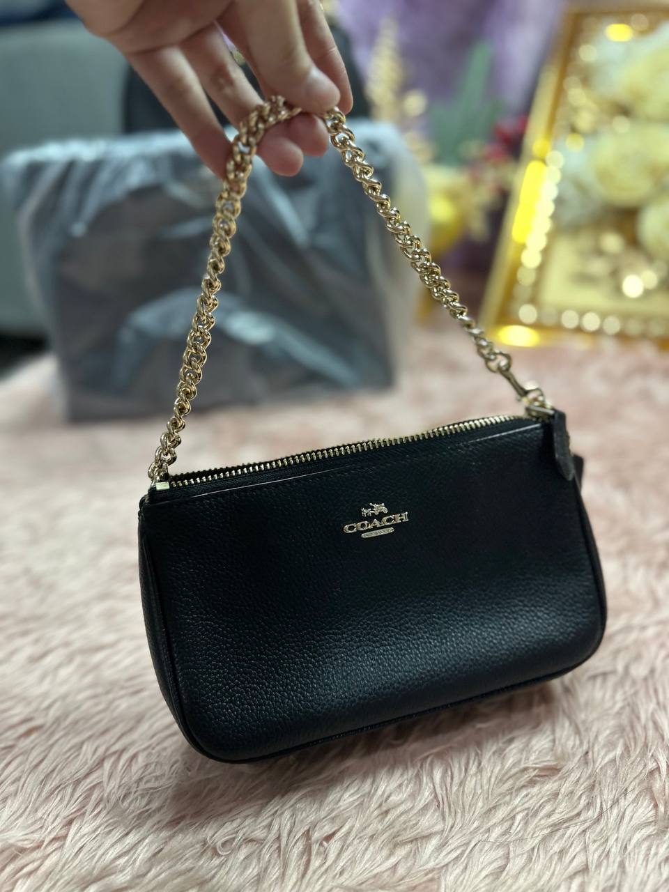 ORIG Preloved COACH RARE Nolita 19 Shoulder Small Black Chain Bag