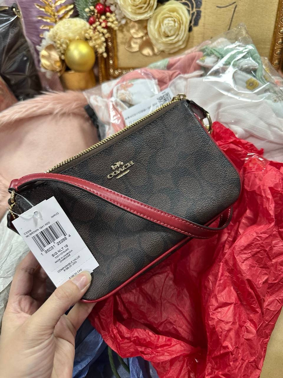 ORIG & IMPORTED COACH Nolita 19 Wristlet Small Brown/Red Bag
