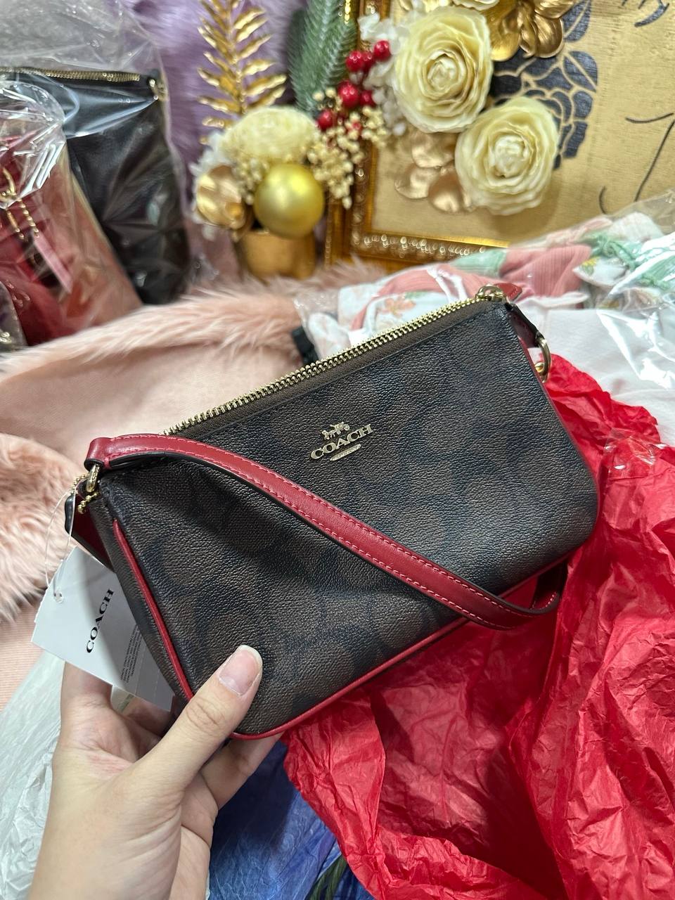 ORIG & IMPORTED COACH Nolita 19 Wristlet Small Brown/Red Bag