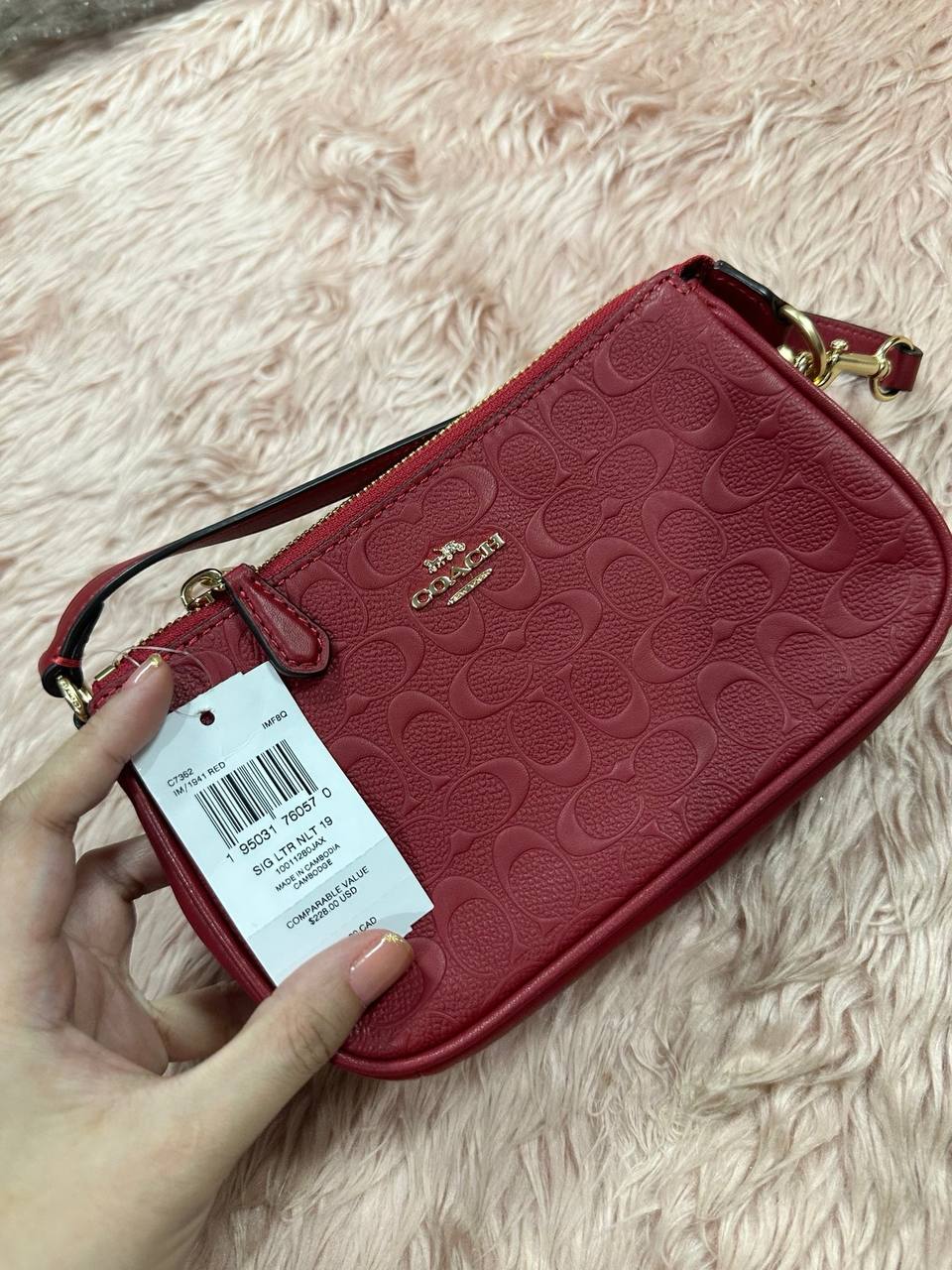 ORIG & IMPORTED COACH Nolita 19 Wristlet Small Red Signature Leather Bag