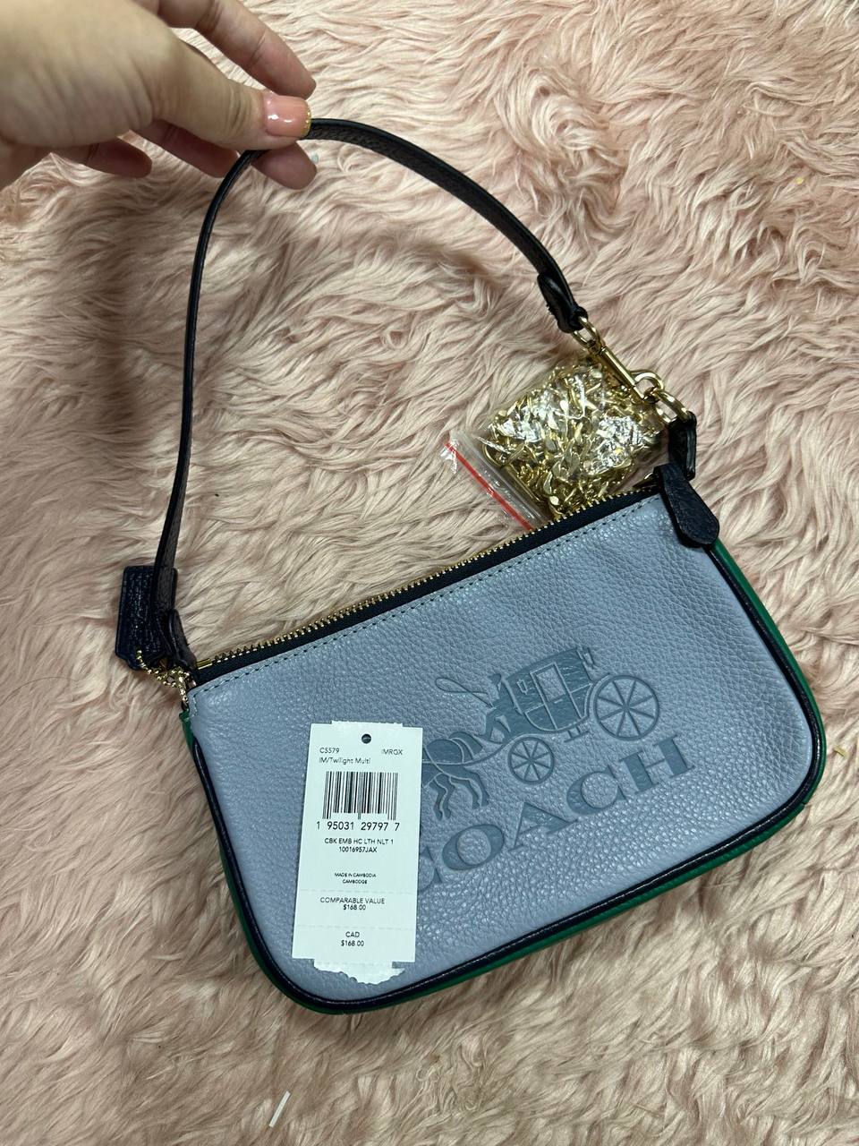 ORIG Preloved COACH Nolita 19 In Colorblock With Horse And Carriage Blue Small Bag