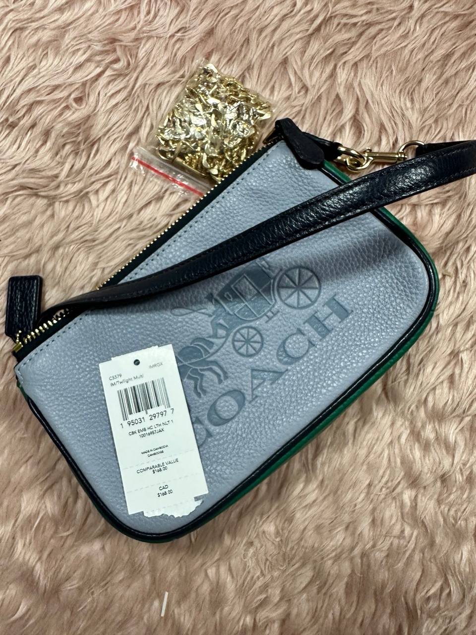 ORIG Preloved COACH Nolita 19 In Colorblock With Horse And Carriage Blue Small Bag