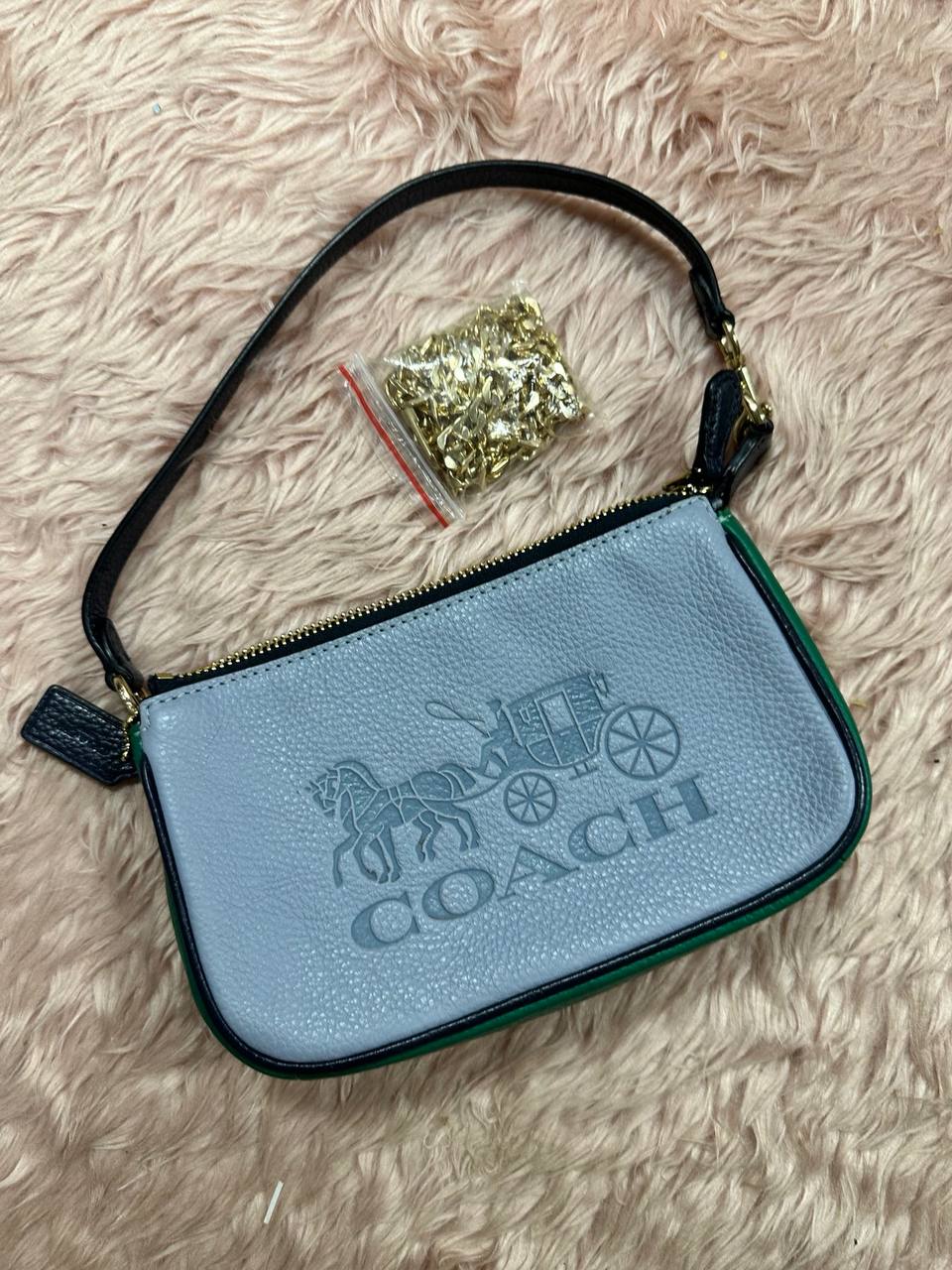 ORIG Preloved COACH Nolita 19 In Colorblock With Horse And Carriage Blue Small Bag
