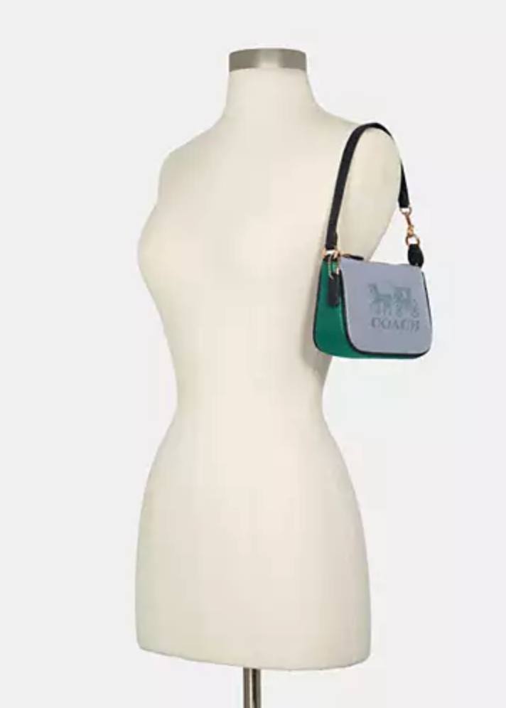 ORIG Preloved COACH Nolita 19 In Colorblock With Horse And Carriage Blue Small Bag