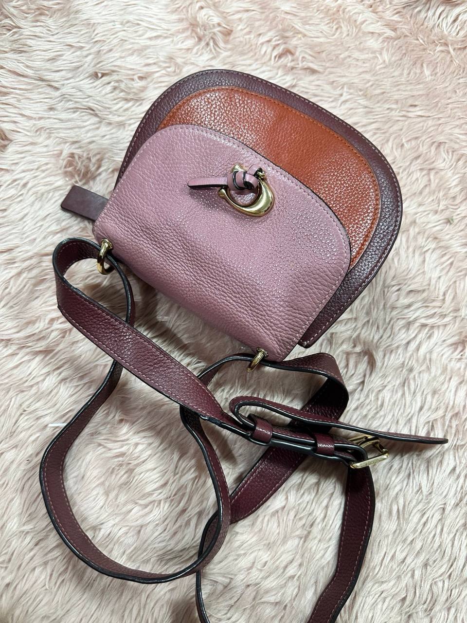 ORIG Preloved COACH Remi Saddle In Colorblock Pink Small Bag