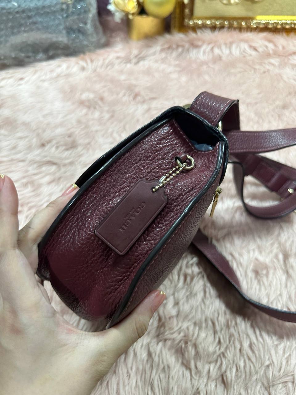 ORIG Preloved COACH Remi Saddle In Colorblock Pink Small Bag