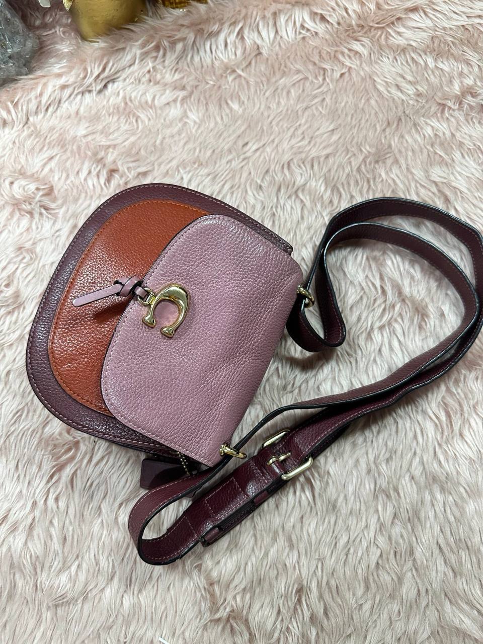 ORIG Preloved COACH Remi Saddle In Colorblock Pink Small Bag